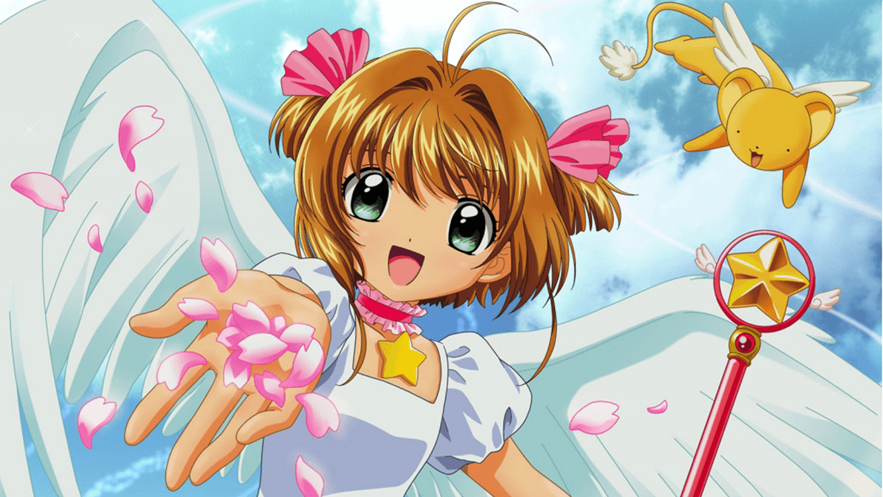 Cardcaptor Sakura and mystical guide Kero defend the world from evil monsters while looking cute.