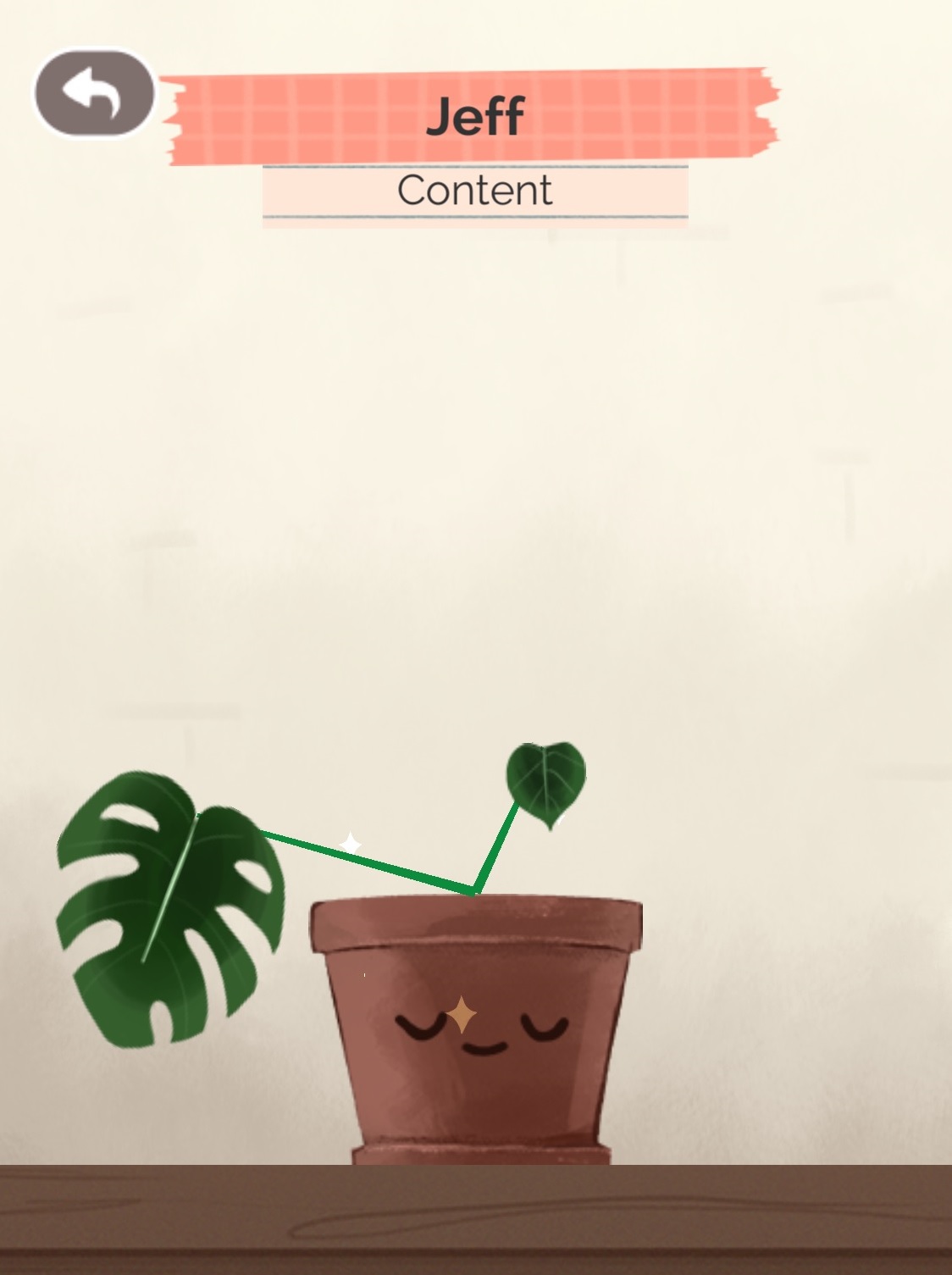 A plant sparkles in a pot with two green leaves in it. ("Kinder World." Lumi Interactive. 2021.)