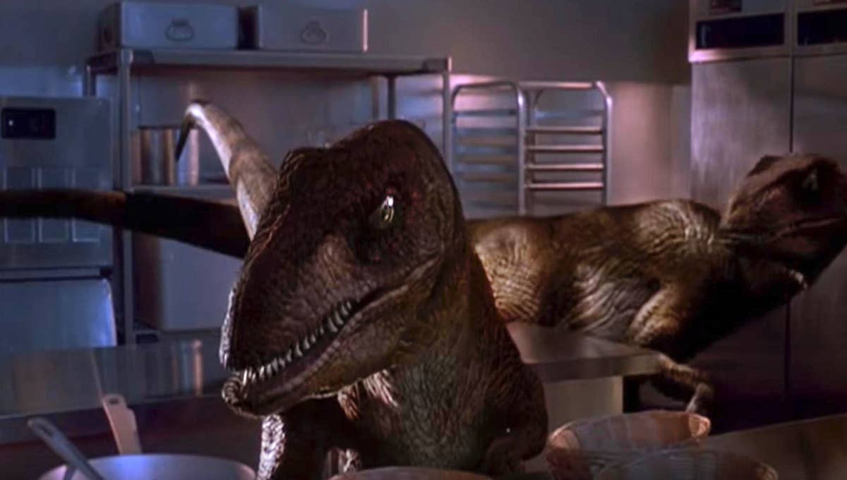 The Velociraptors in the kitchen in Jurassic Park the movie.