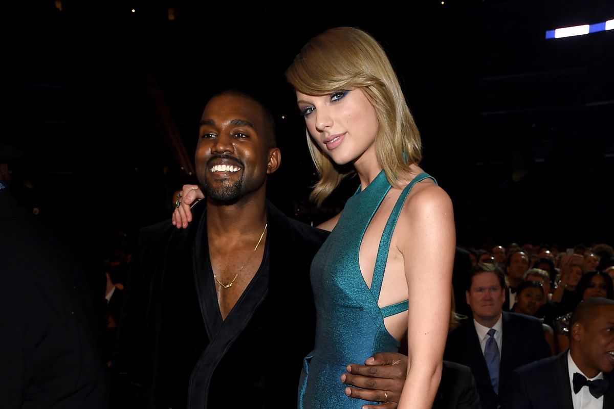 Kanye West and Taylor Swift at the 2015 Grammy Awards.