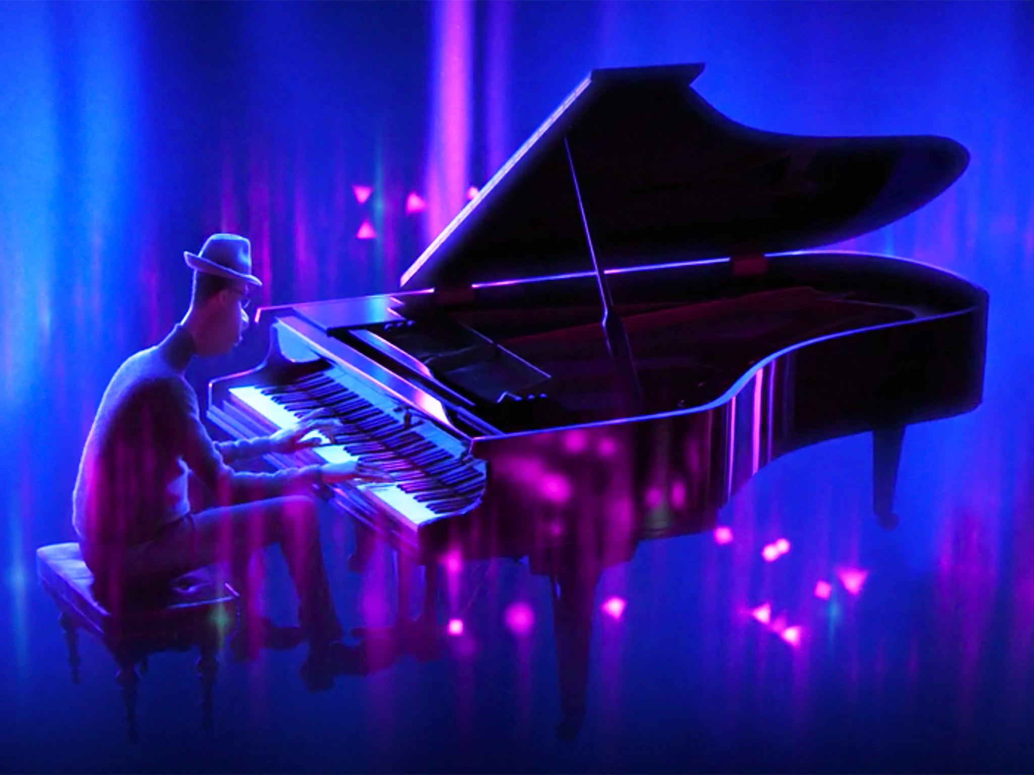 Joe plays the piano while in "the zone." (Docter, Pete, dir. Soul. 2020. Walt Disney Pictures.)