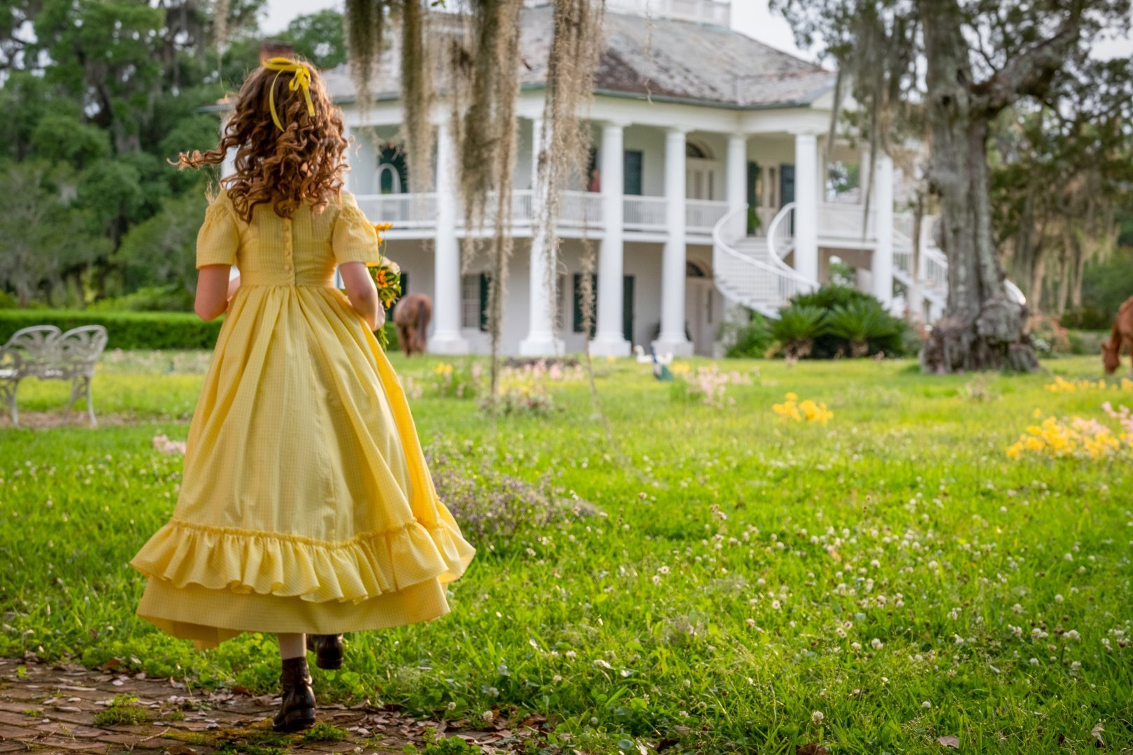 A little girl walks back to her manor in the opening scene of Antebellum.