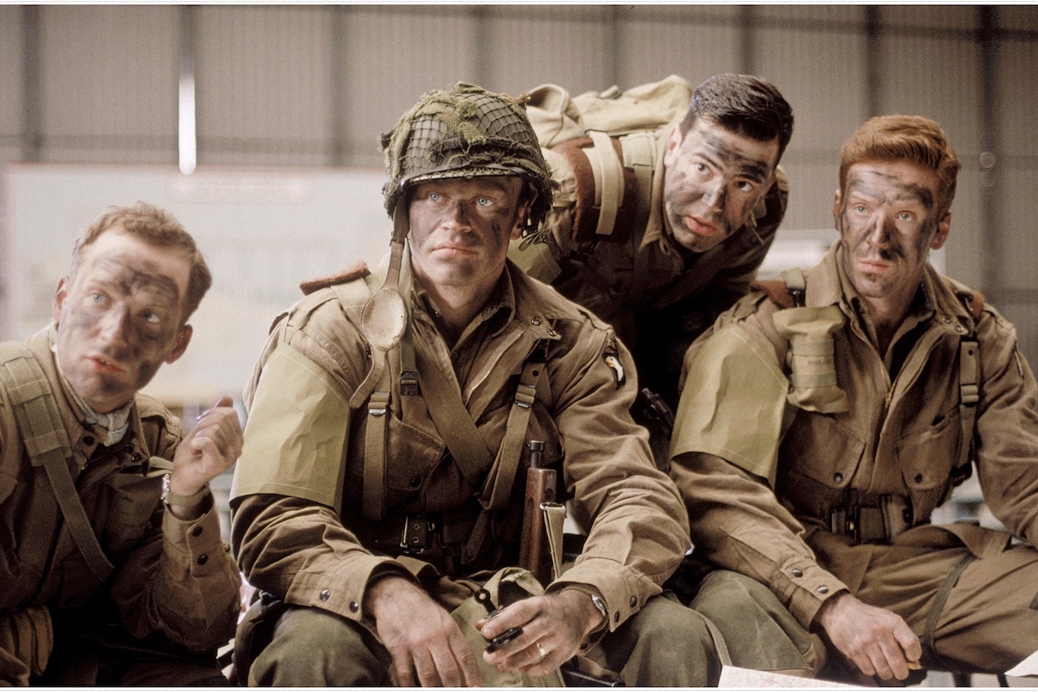 The men in Easy Company wait for battle in Band of Brothers.