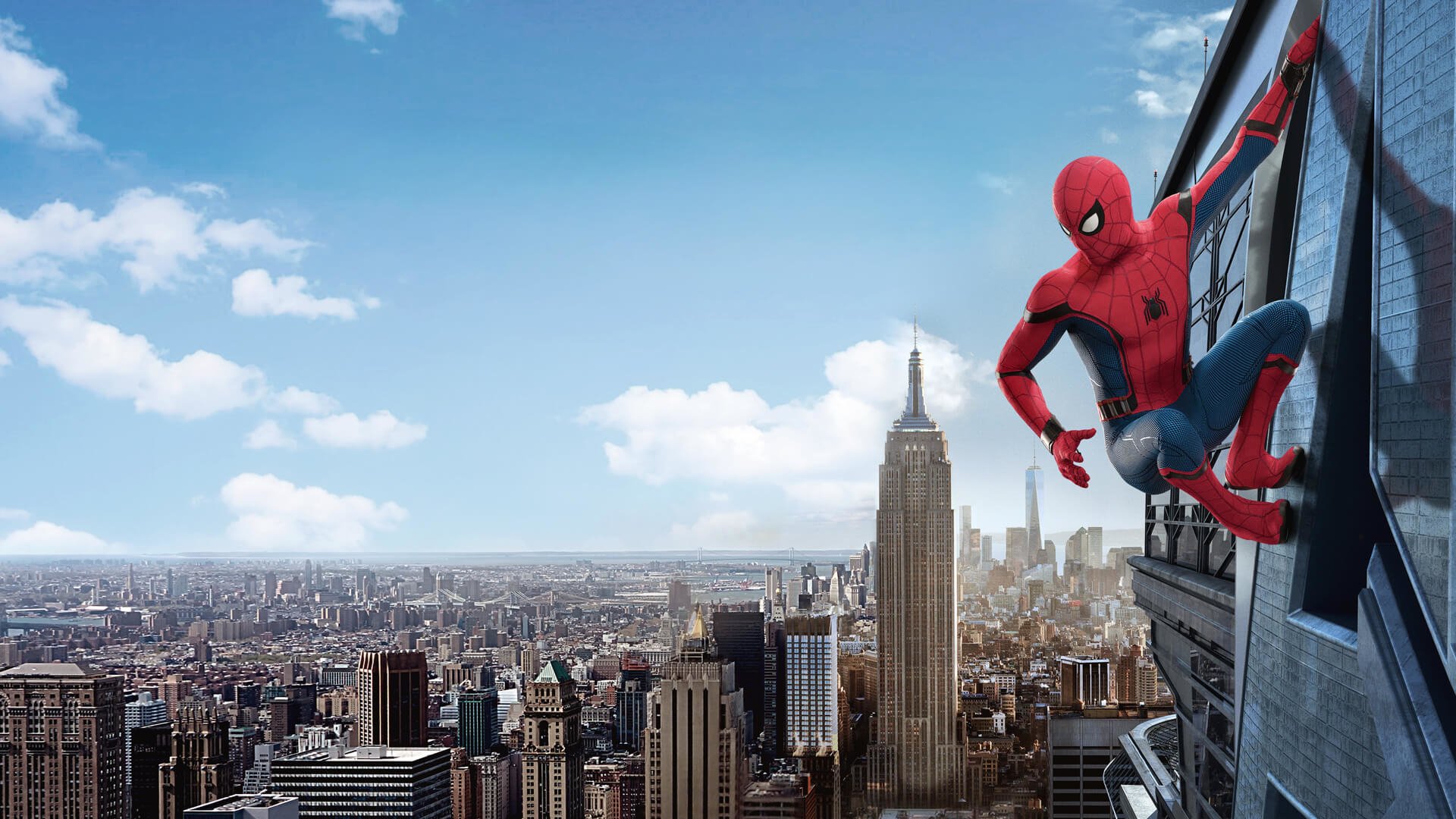 Promo image of Tom Holland's Spider-Man surveying NYC from the heights of Avengers' Tower (Source: Marvel). 