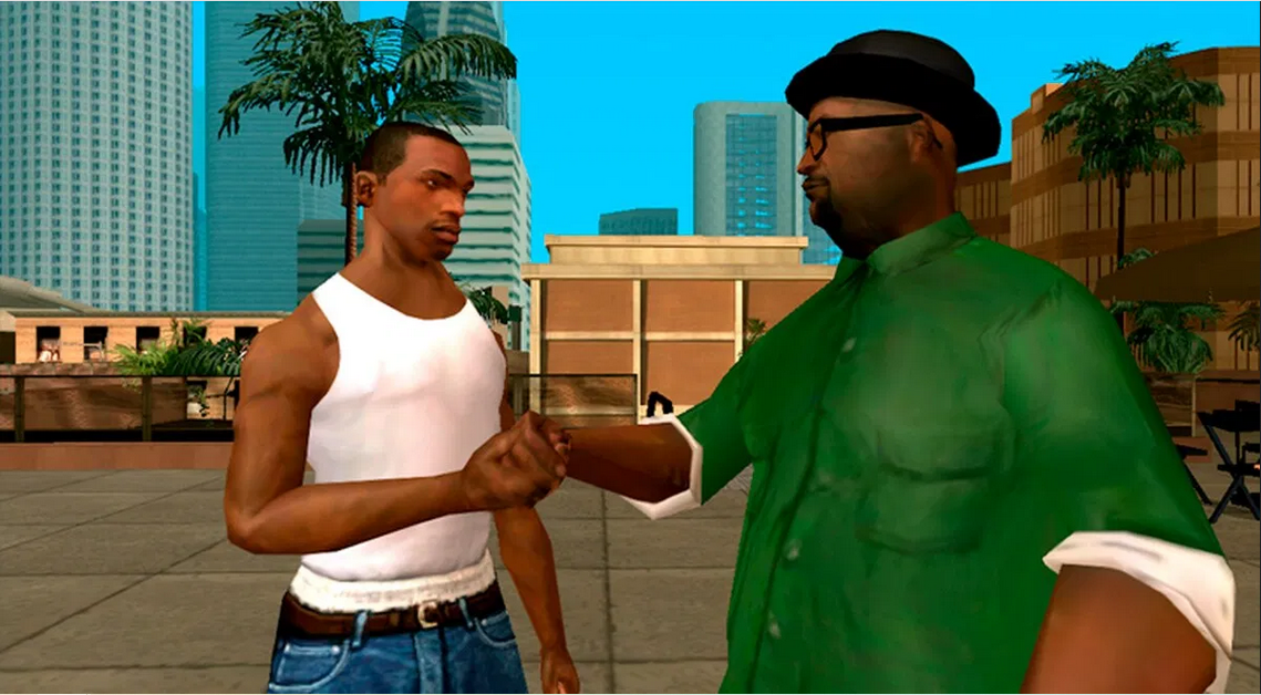 CJ Johnson (left) shake hands with Big Smoke (right).