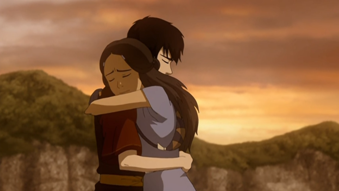 Katara forgives and hugs Zuko.