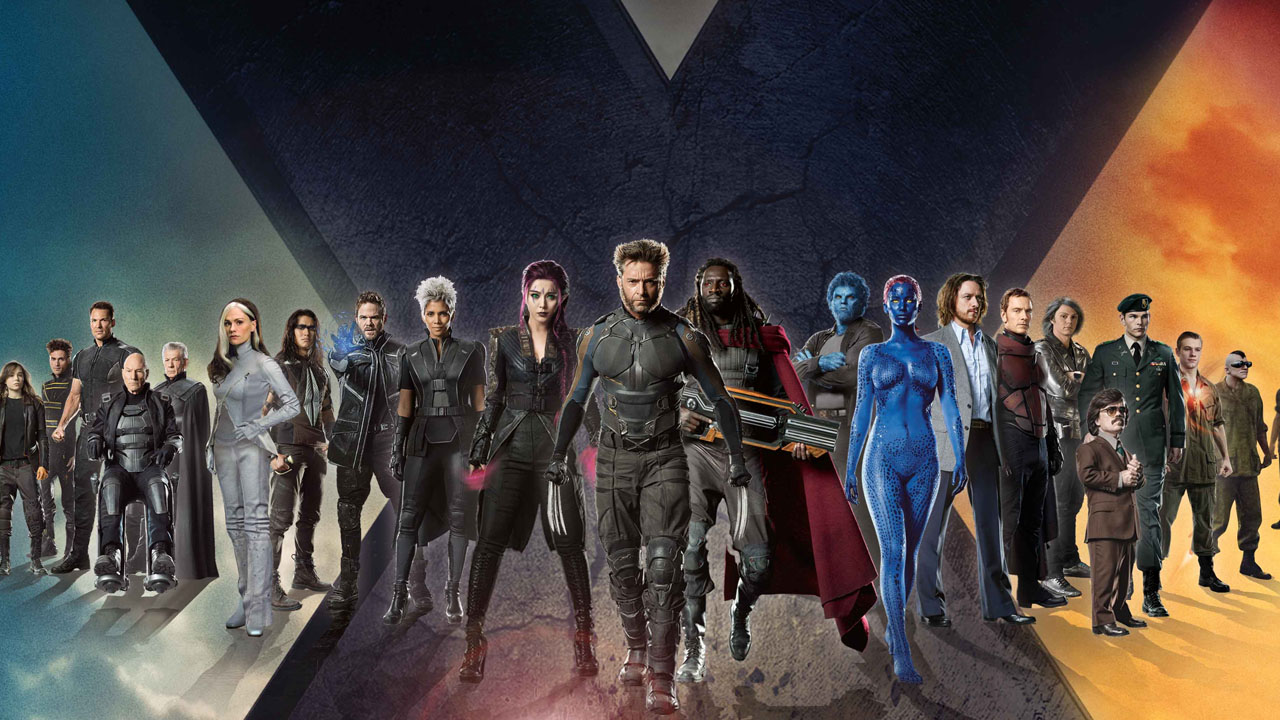 The characters of "X-Men: Days of Future Past" line up in this movie promo in front of a larger-than-life "X" (Source: ComicBookMovie.com).