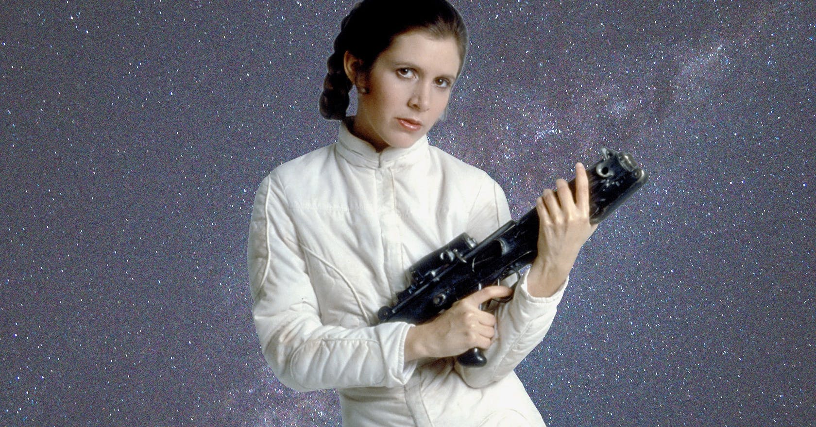 Princess Leia, wearing her iconic side buns and white robes in the first Star Wars movie, "A New Hope." Princess Leia represents one of the first women in sci-fi to make it as a star.
George, Lucas, dir. Star Wars: Episode IV- A New Hope. 1977.