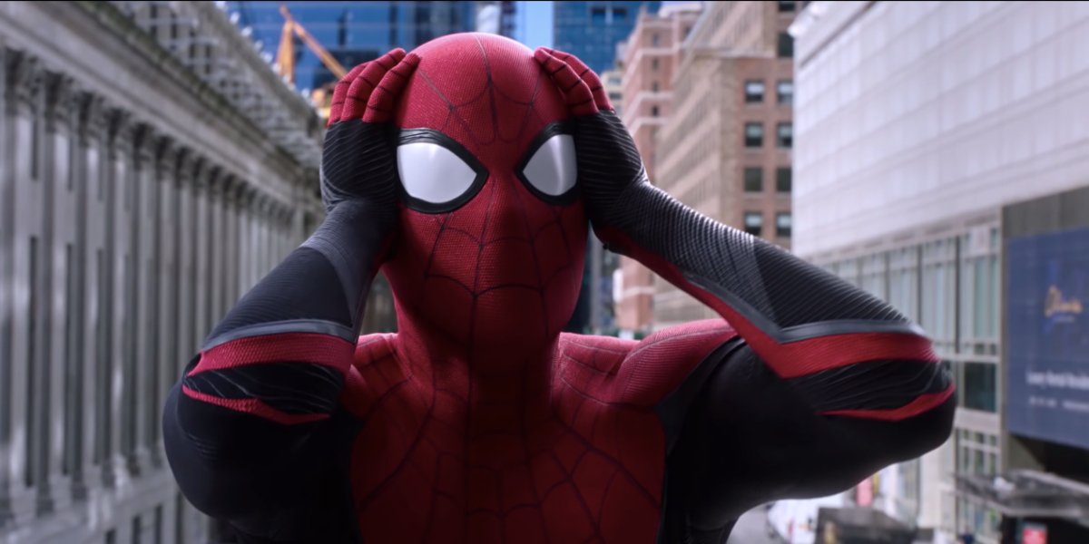 Spider-Man's reaction to Mysterio publicly revealing his identity. (Source: Sony Entertainment).