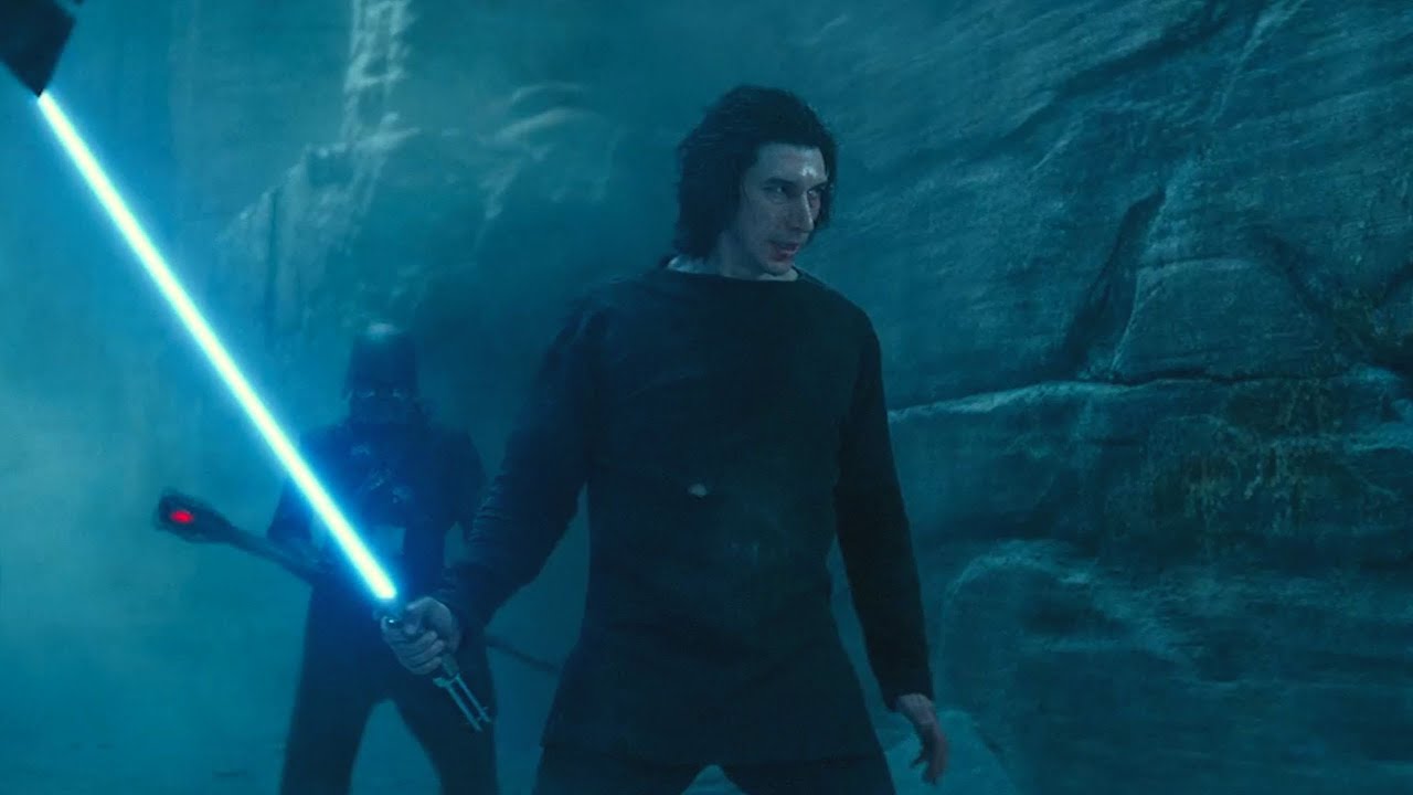 Ben Solo gets ready to take on the knights of Ren while wielding the legacy saber. 