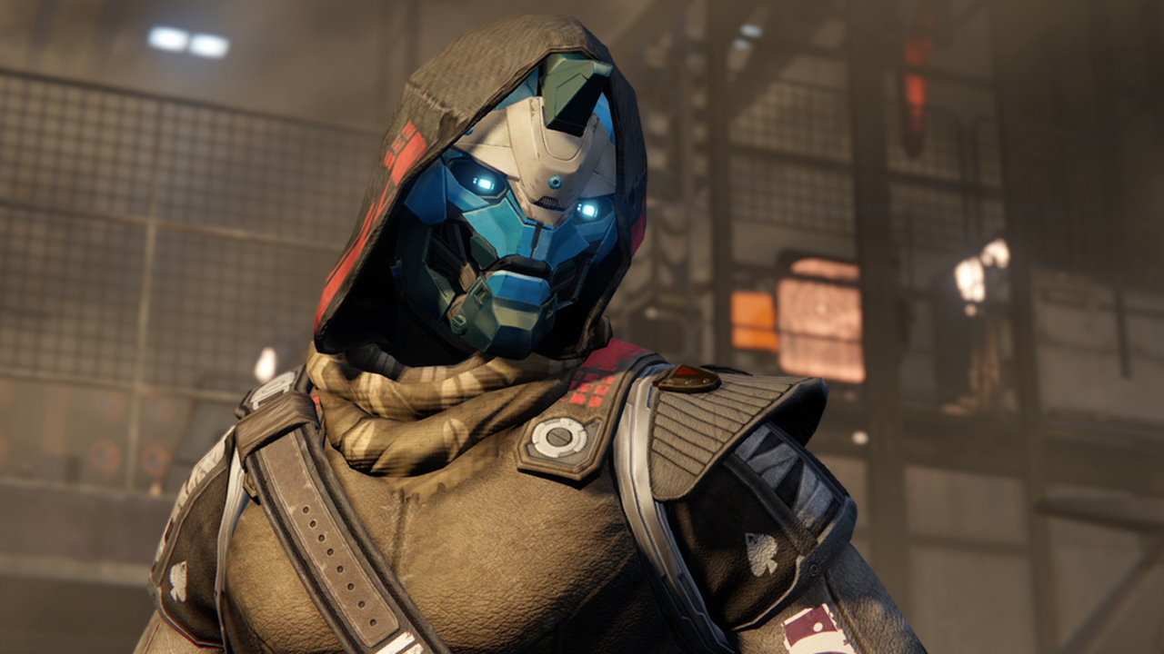 Cayde-6 (center) delivers speech to friend.