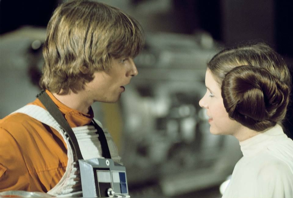 Luke and Leia talk in A New Hope. 