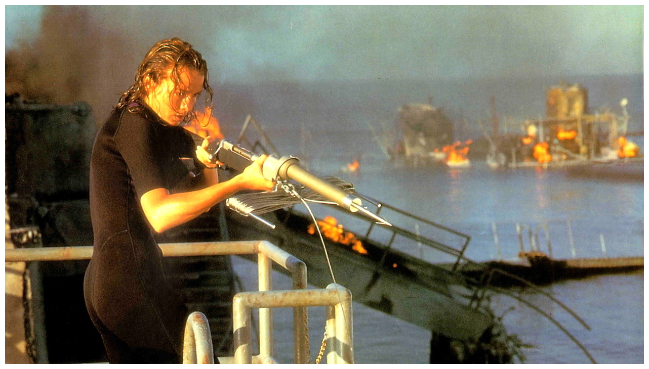 Harlin, Renny, dir. Deep Blue Sea. 1999.
Susan aims her spear gun at a shark.