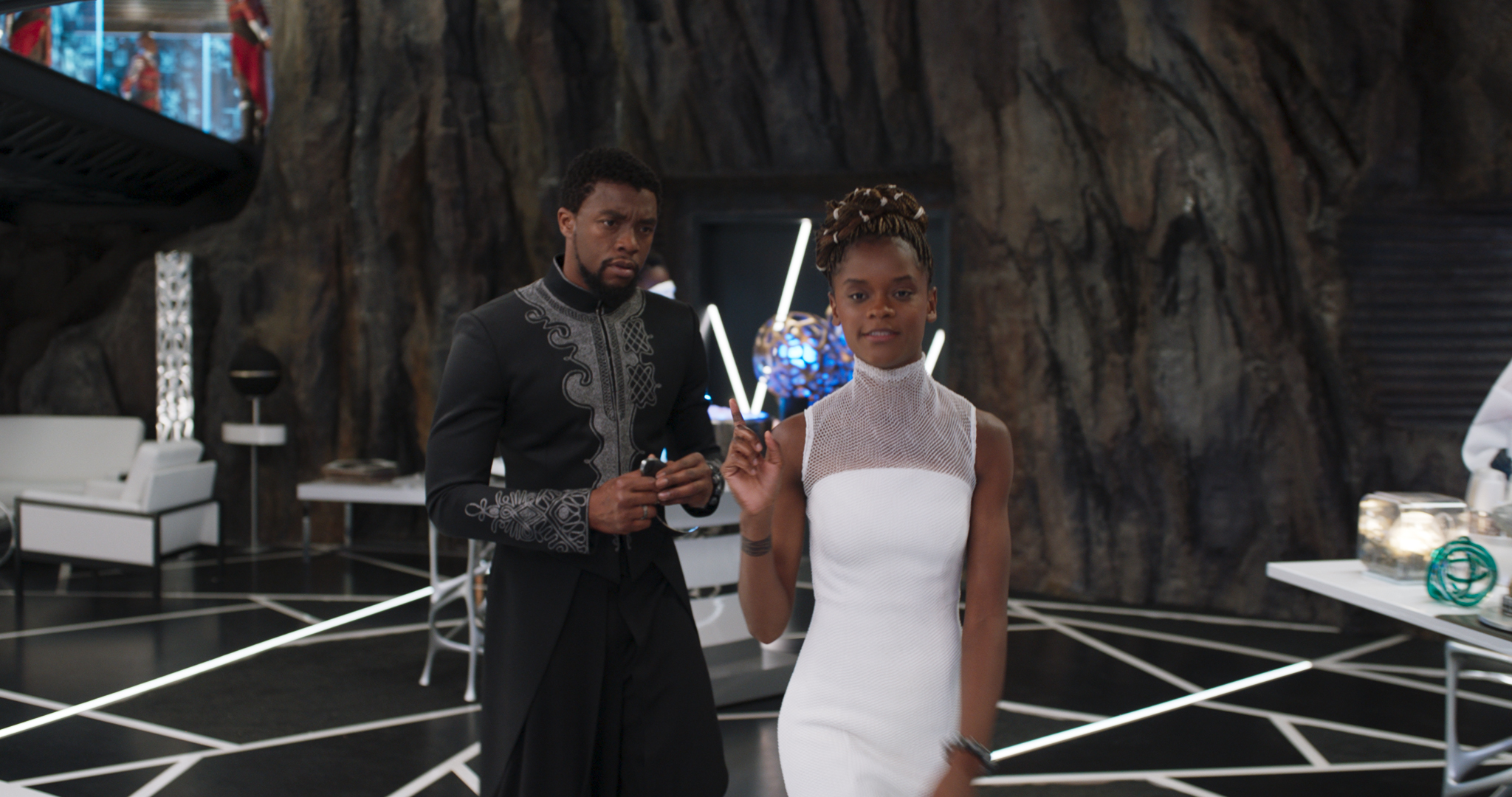 T'Challa and Shuri in her lab.