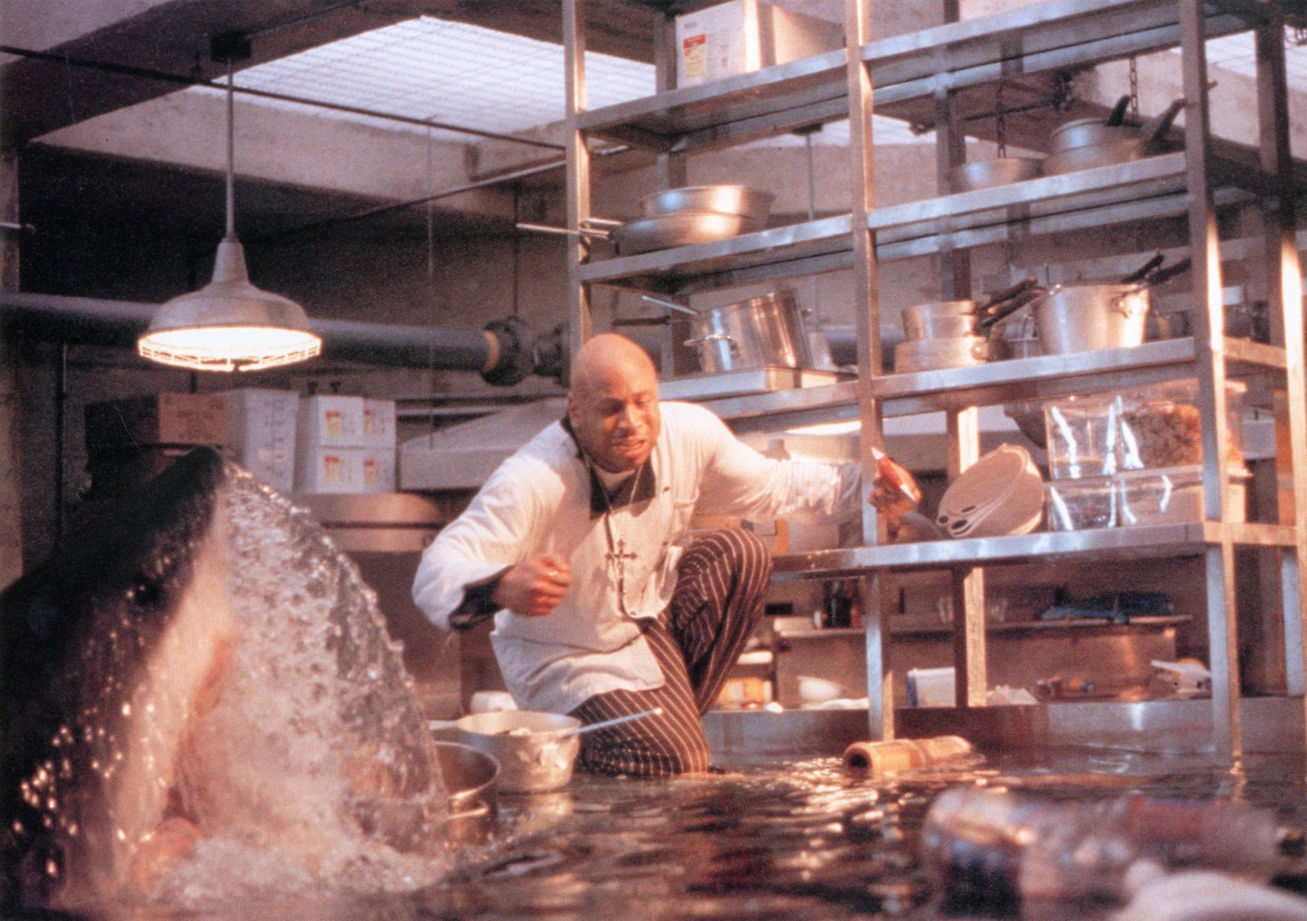Harlin, Renny, dir. Deep Blue Sea. 1999.
Preacher climbs a metal cabinet to evade a shark.