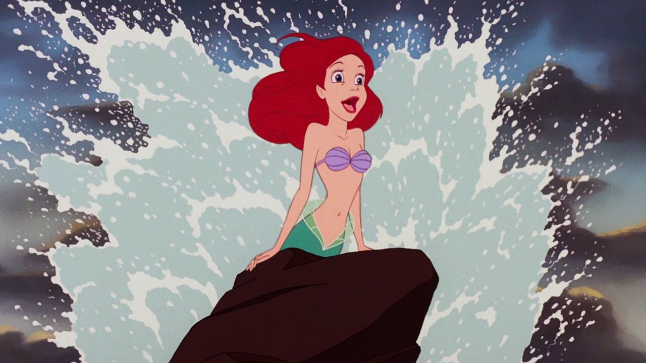 Ariel singing after she saves Eric from drowning. 