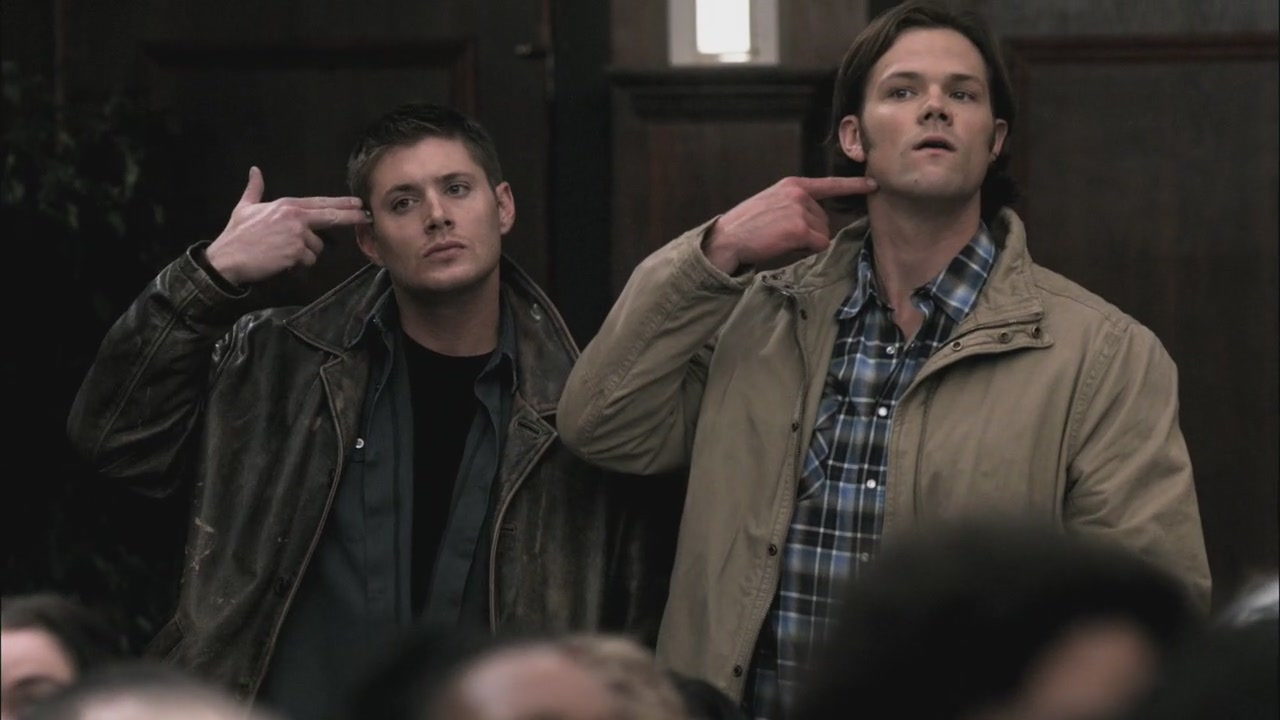 Sam and Dean Winchester at the Supernatural book convention.