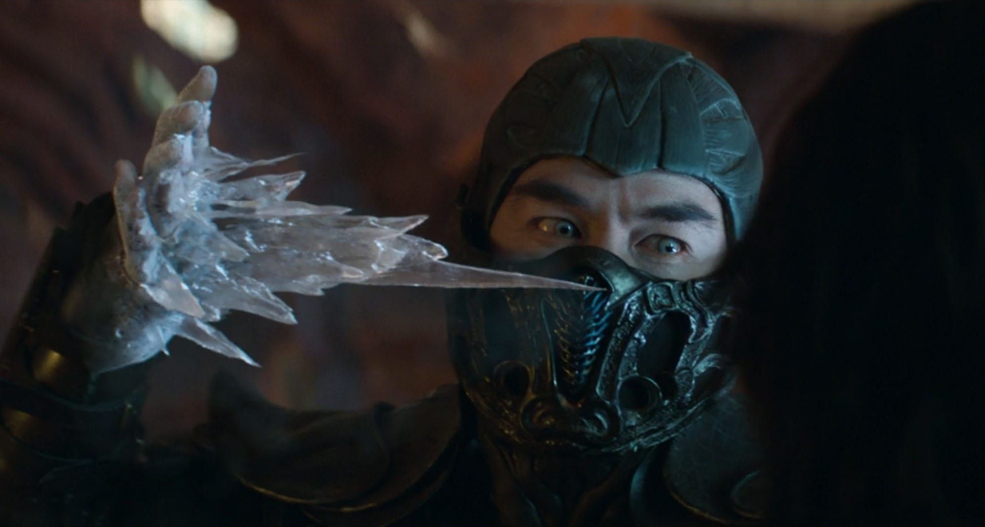 Joe Taslim as Sub-Zero using his ice powers in Mortal Kombat (2021).