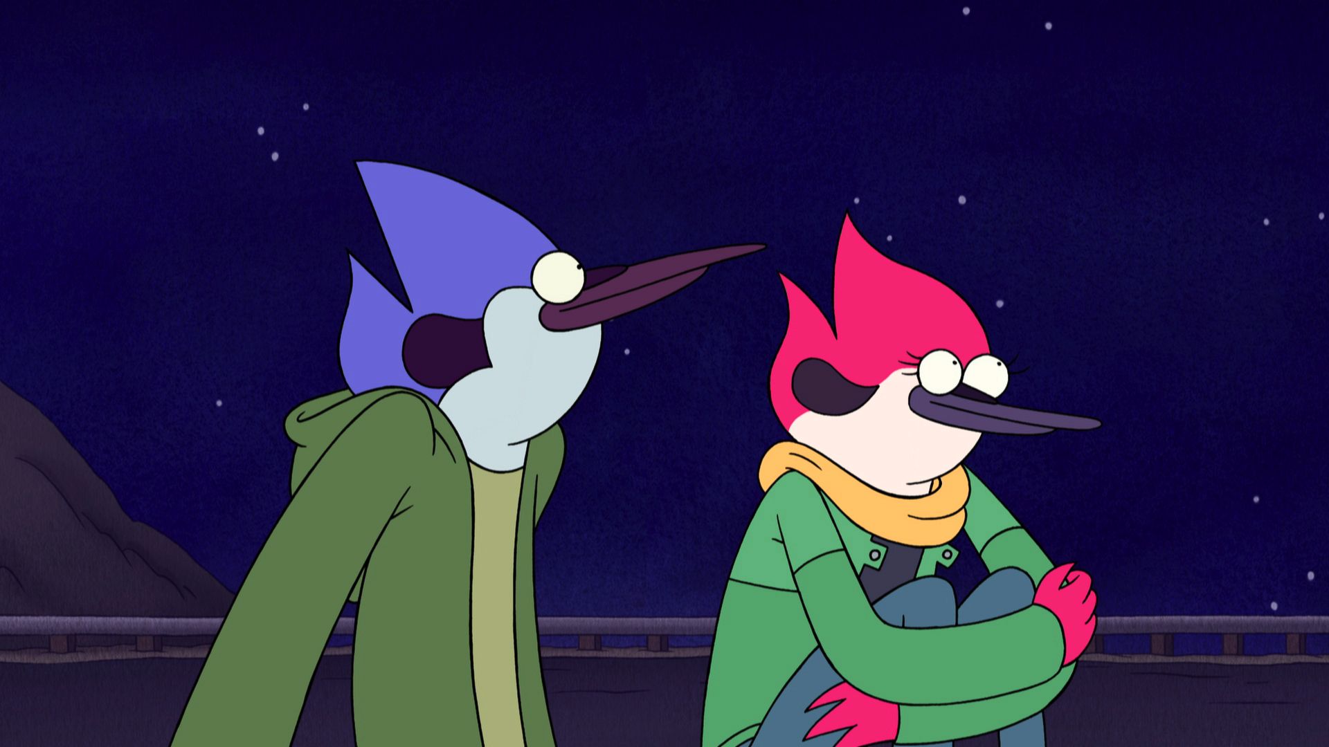 Mordecai and Margaret watching the stars together. 