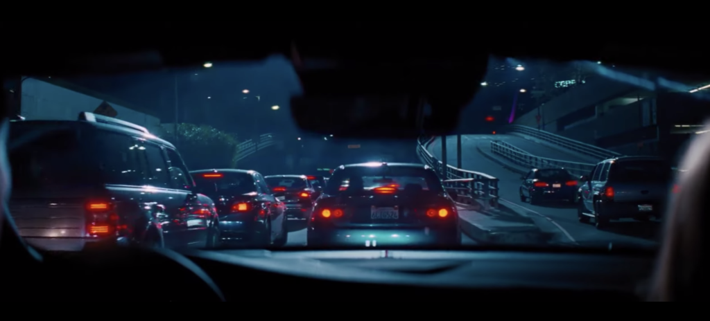 The traffic is reminiscent to the introduction of the film.