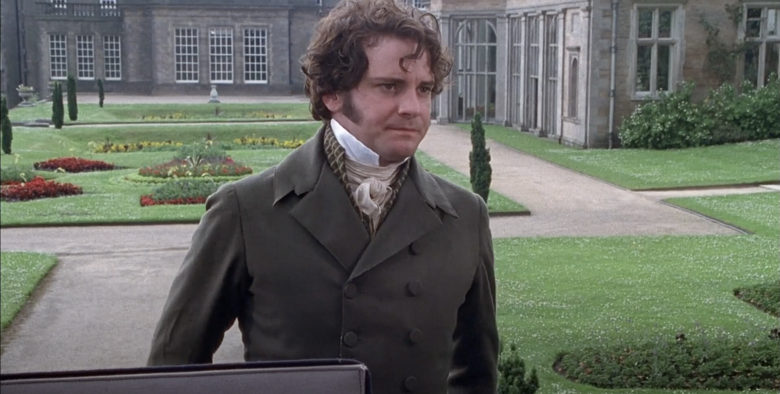 Colin Firth as Mr. Darcy in Pride and Prejudice. British Broadcasting Corporation. 1995. 