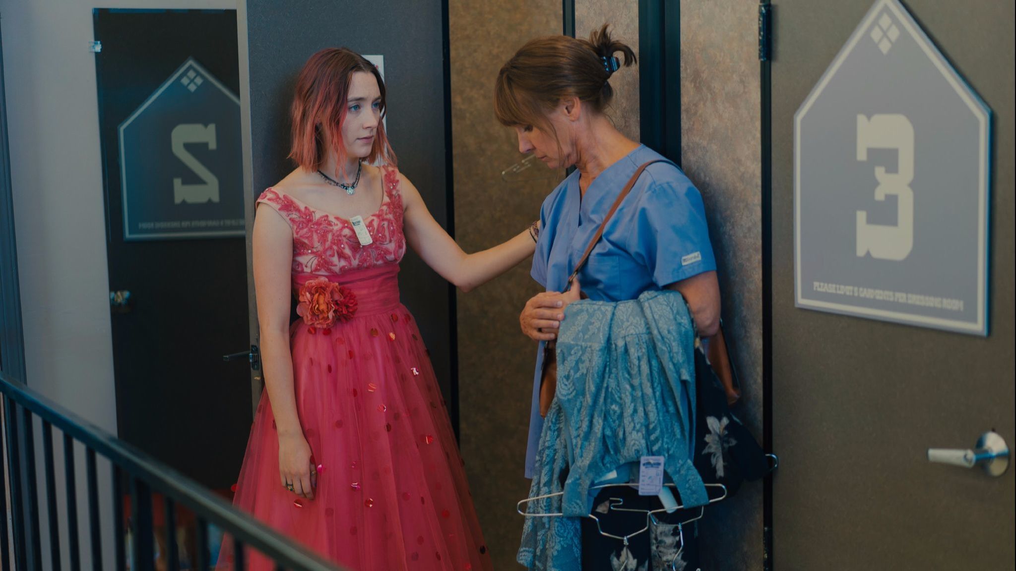 Lady Bird and her mother talk while shopping for prom dresses.