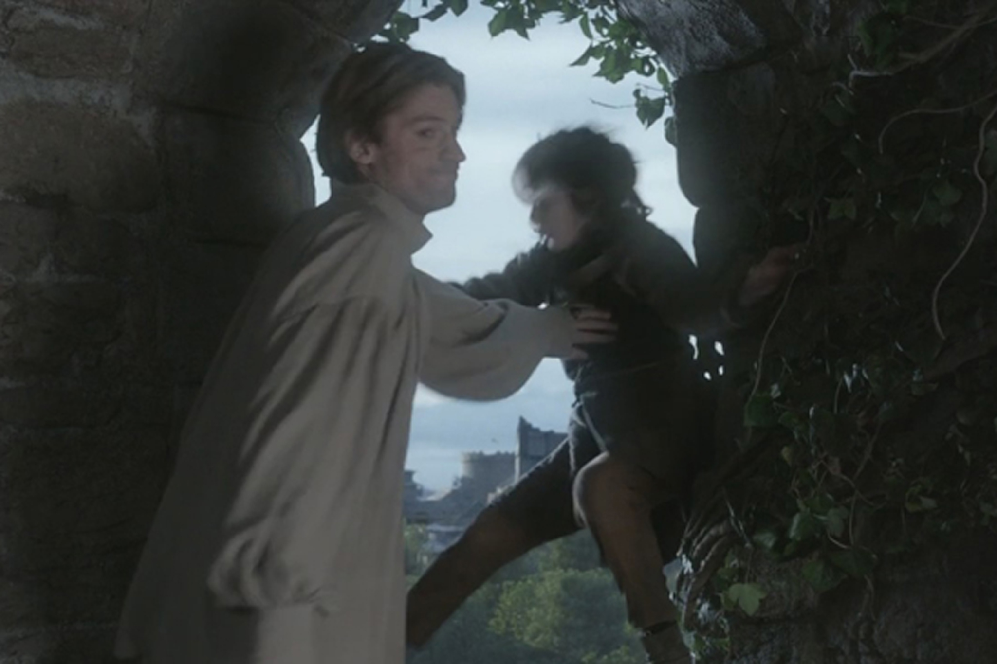 Jaime pushes Bran out a window for Cersei in season one, and Cersei's actions force Tommen to take his own life by jumping out a window in season eight. 