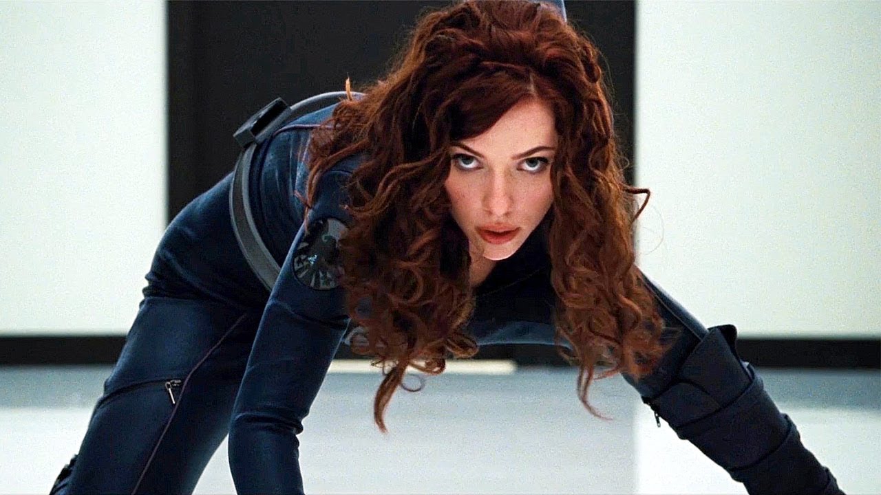 Natasha Romanoff in Iron Man 2 during her major fight scene.
