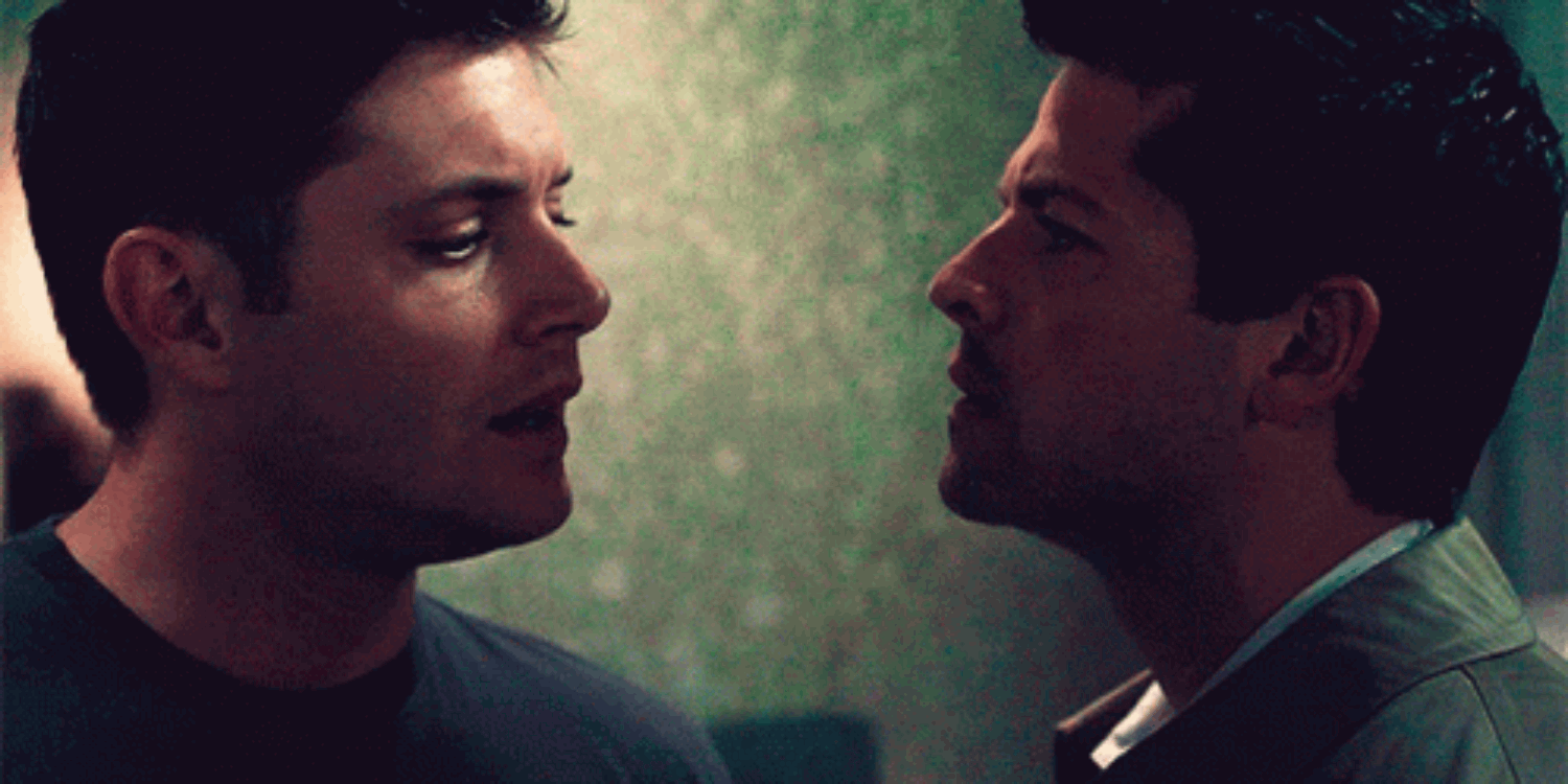 Anonymous. Supernatural. 2005-2020. Gif of Dean and Castiel staring at each other. 