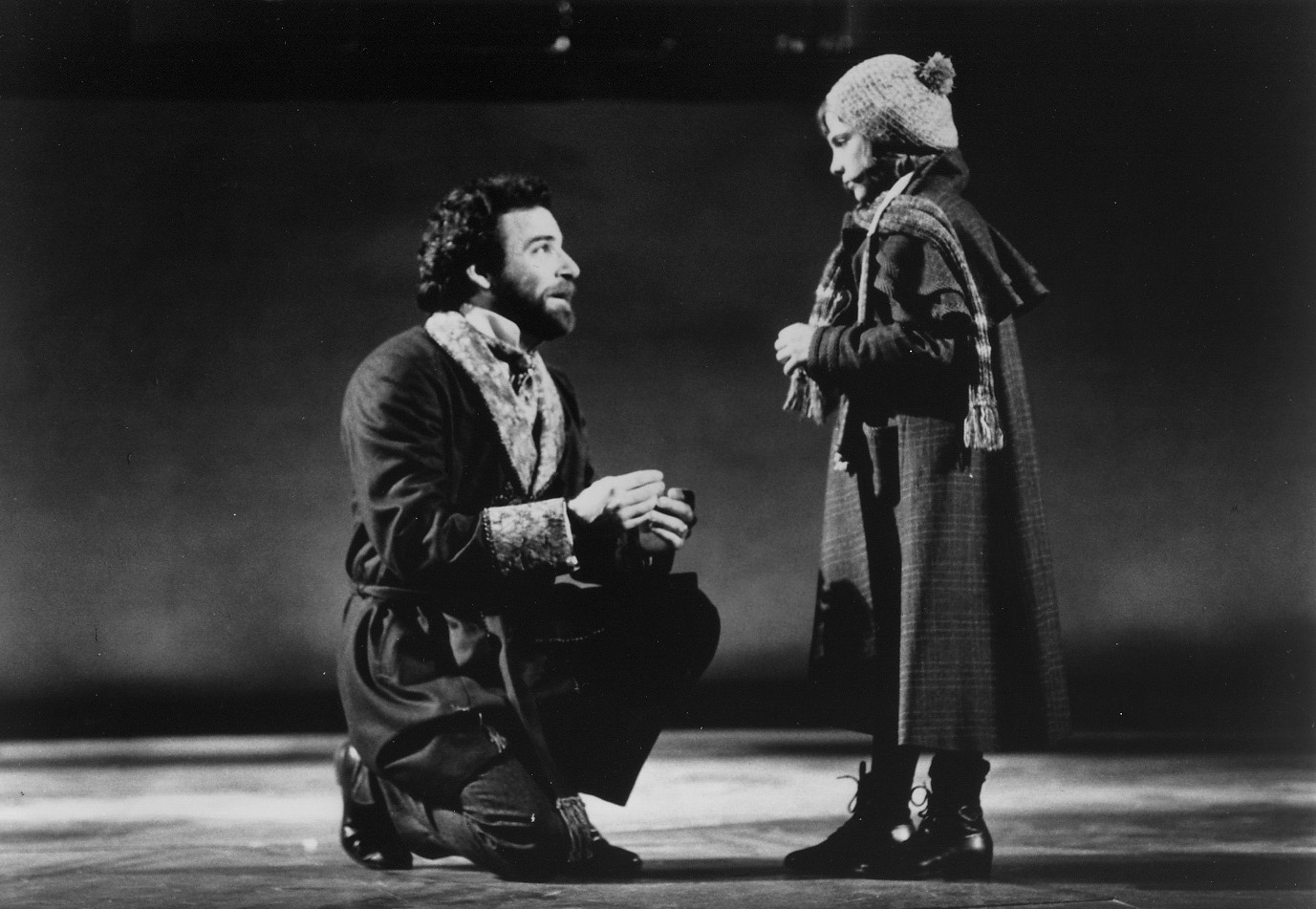 Mandy Patinkin as Archibald Craven and Daisy Eagan as Mary Lennox in a photo from the original Broadway production of The Secret Garden, 1991-1993 (Image from Playbill)