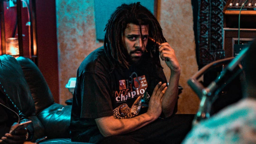 J. Cole in the studio during Dreamville's "Revenge of the Dreamers III" recording sessions.