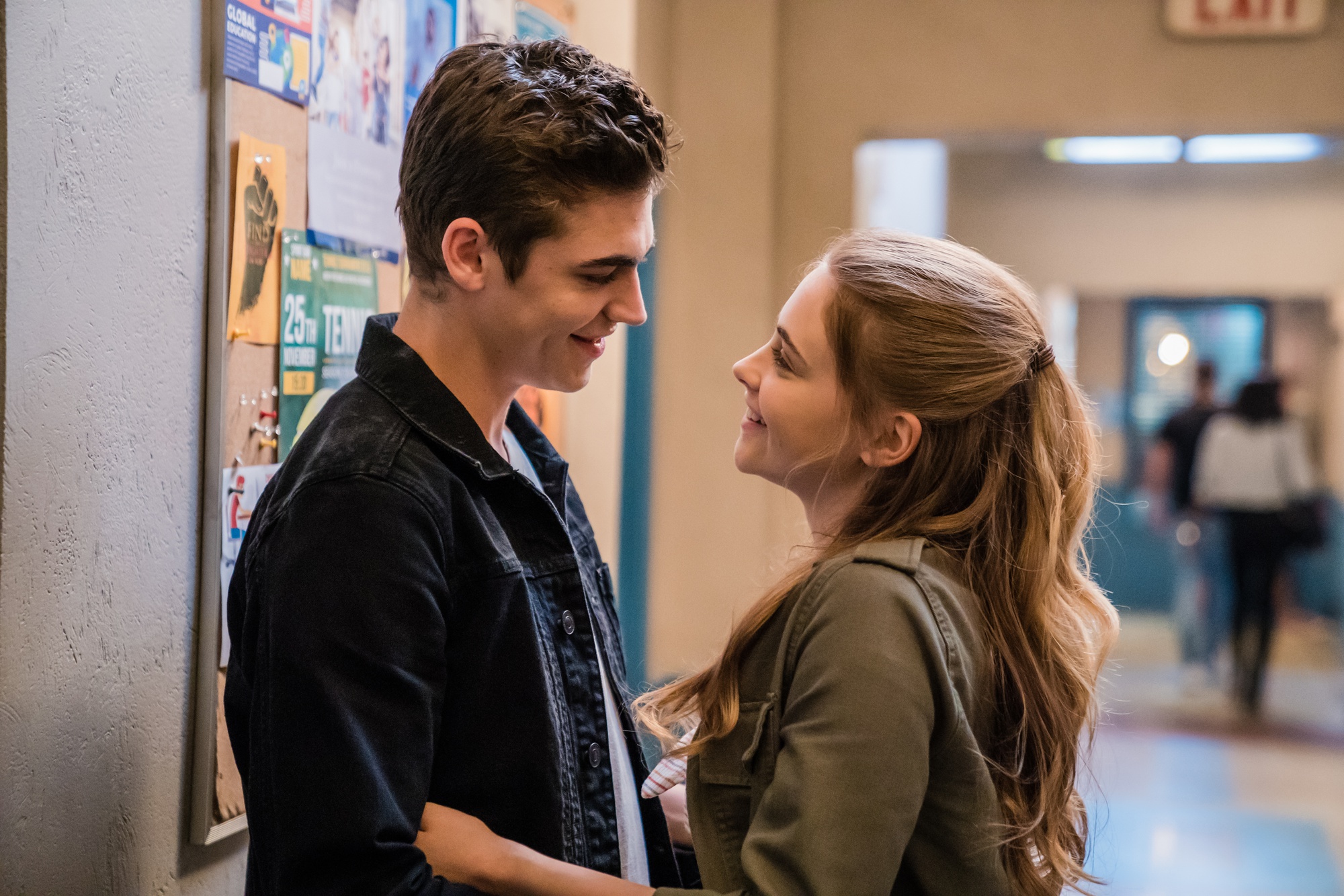 Tessa Young and Hardin Scott smiling at each other in After (2019).