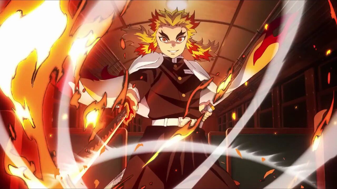 Rengoku unleashing the power of the Flame Hashira. 