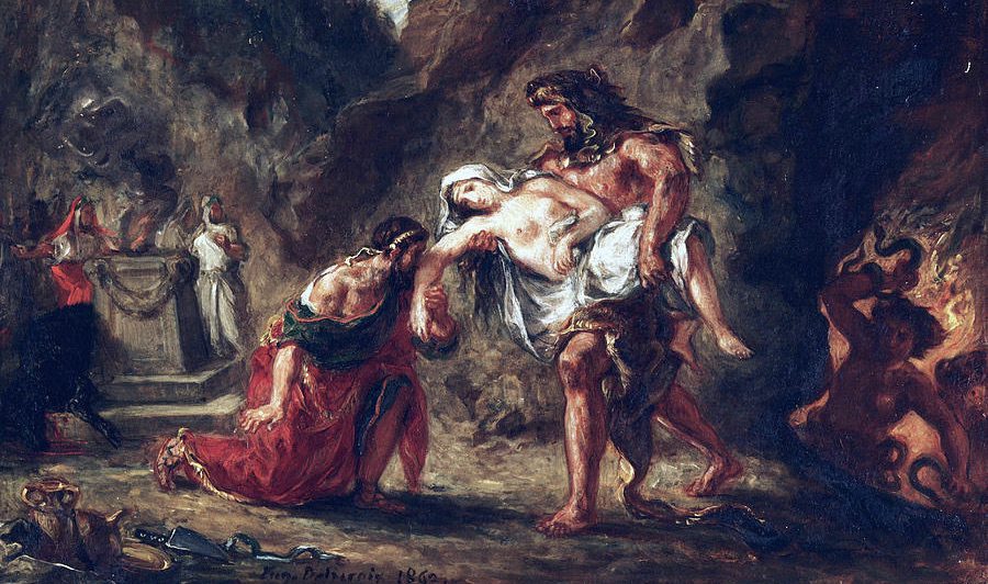 Ferdinand-Victor-Eugène Delacroix. Hercules and alcestis. 1862. Oil on cardboard. Phillips Collection.