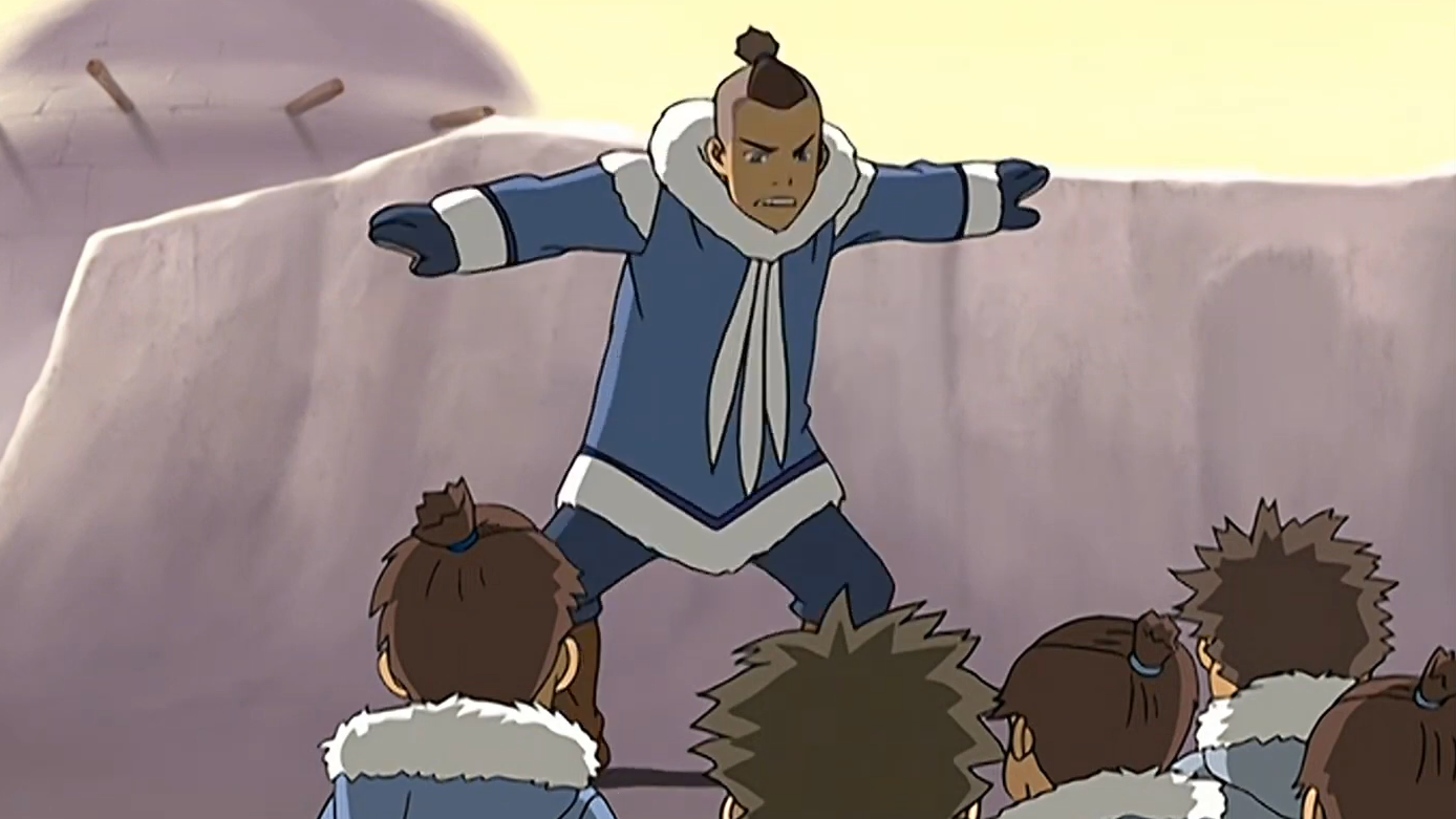 Sokka teaches the next generation of boys how to become warriors.