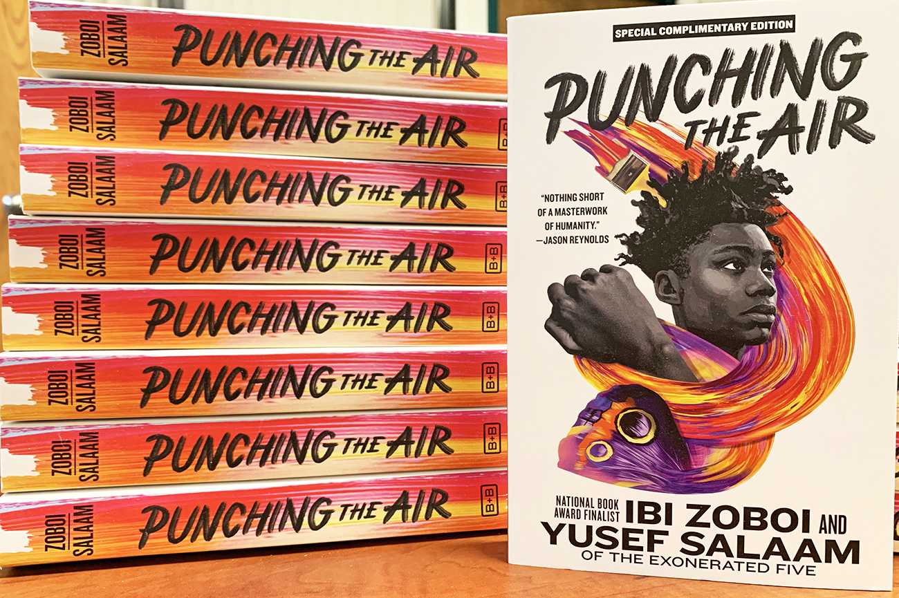 A stack of 'Punching the Air" books is photographed. Anonymous. 2020. CHD.org.