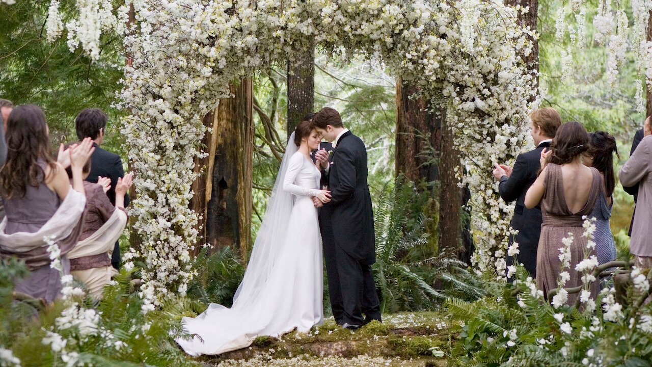 Bella Swan and Edward Cullen at their wedding in 'Breaking Dawn -- Part 1' (2011).