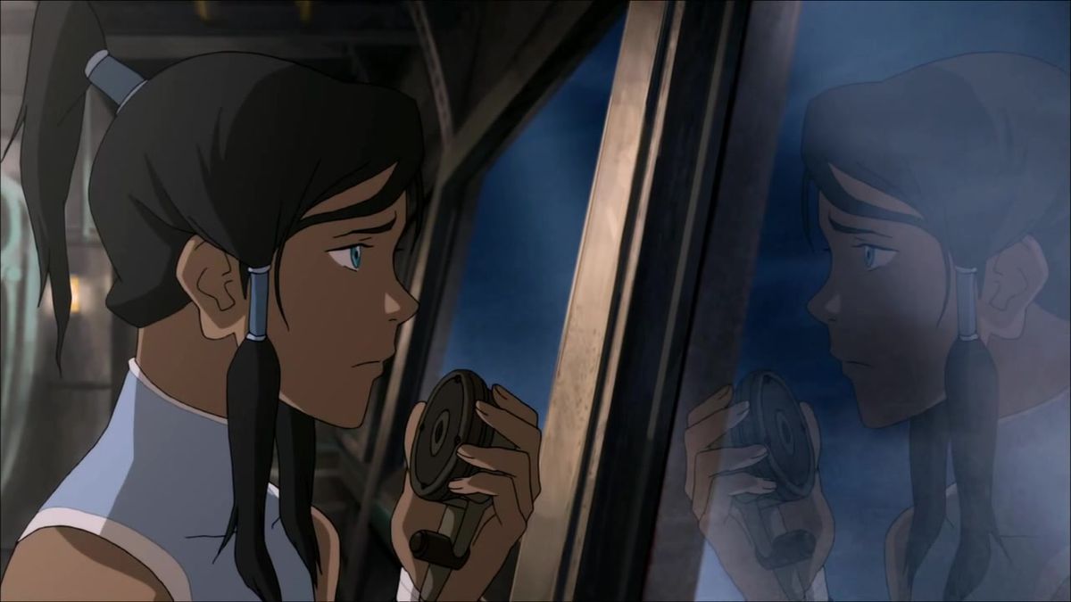 Korra weighs her options prior to her confrontation with Zaheer. 