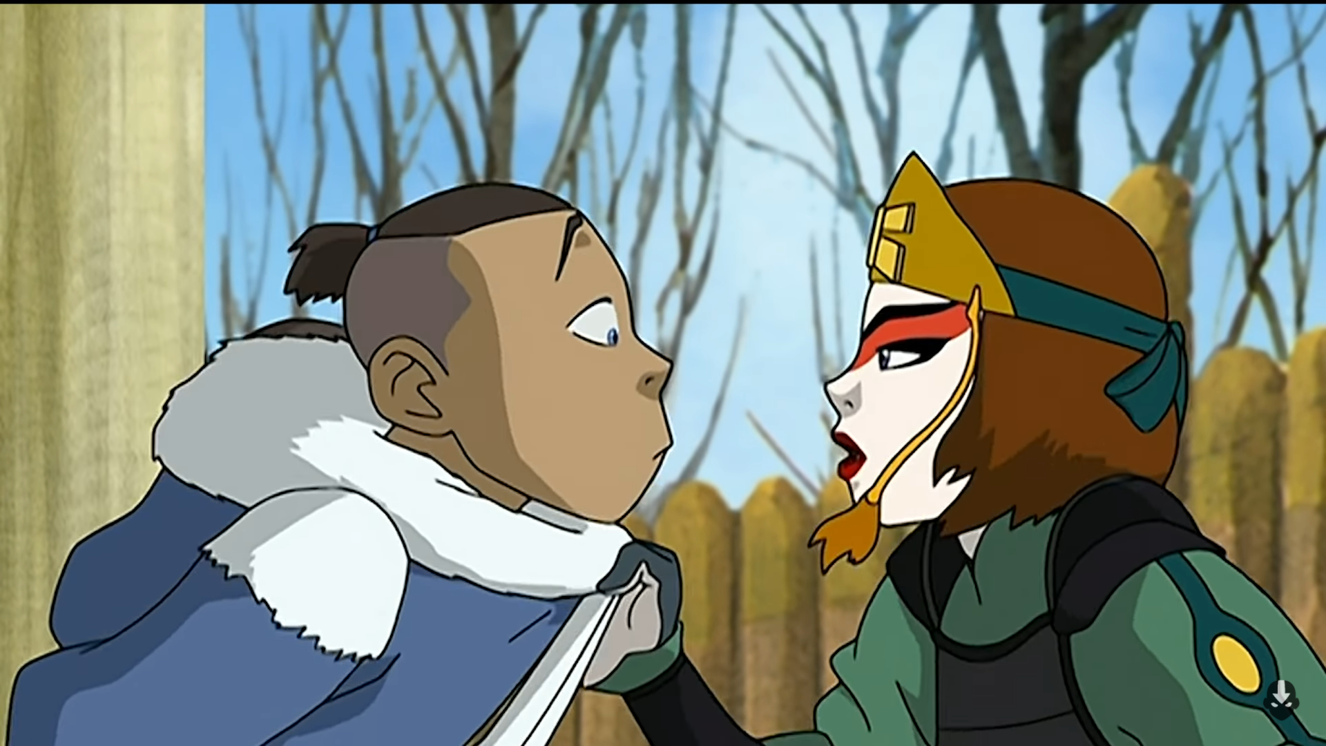 Sokka meets Suki for the first time.