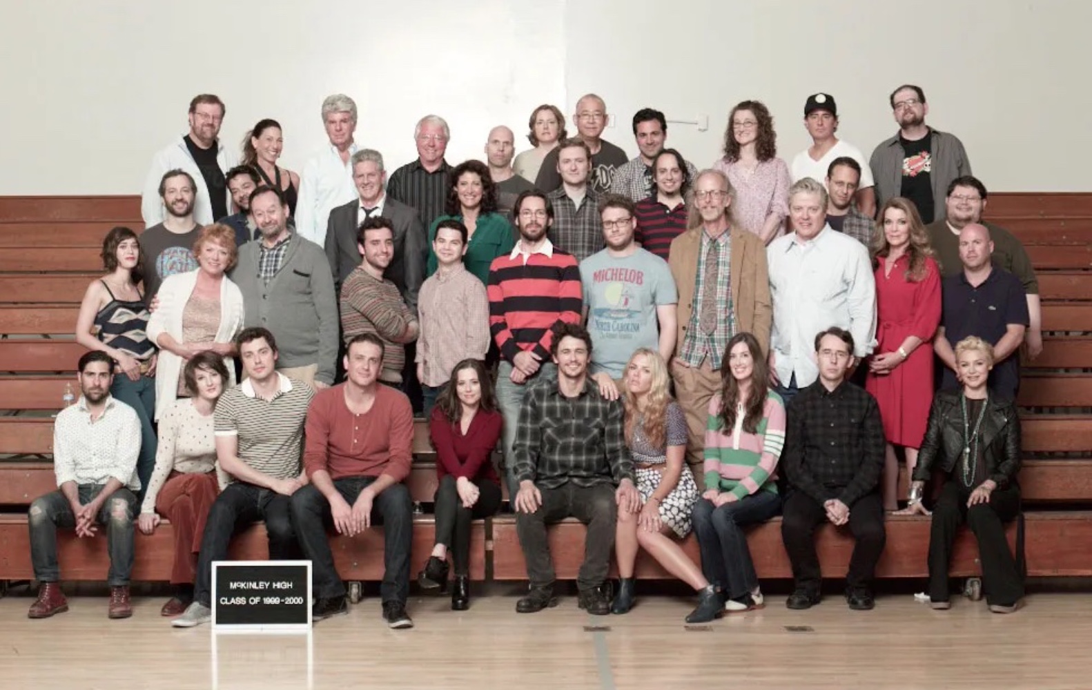 A photo taken of the show's cast and crew during the 2012 Freaks and Geeks Reunion hosted by Vanity Fair.