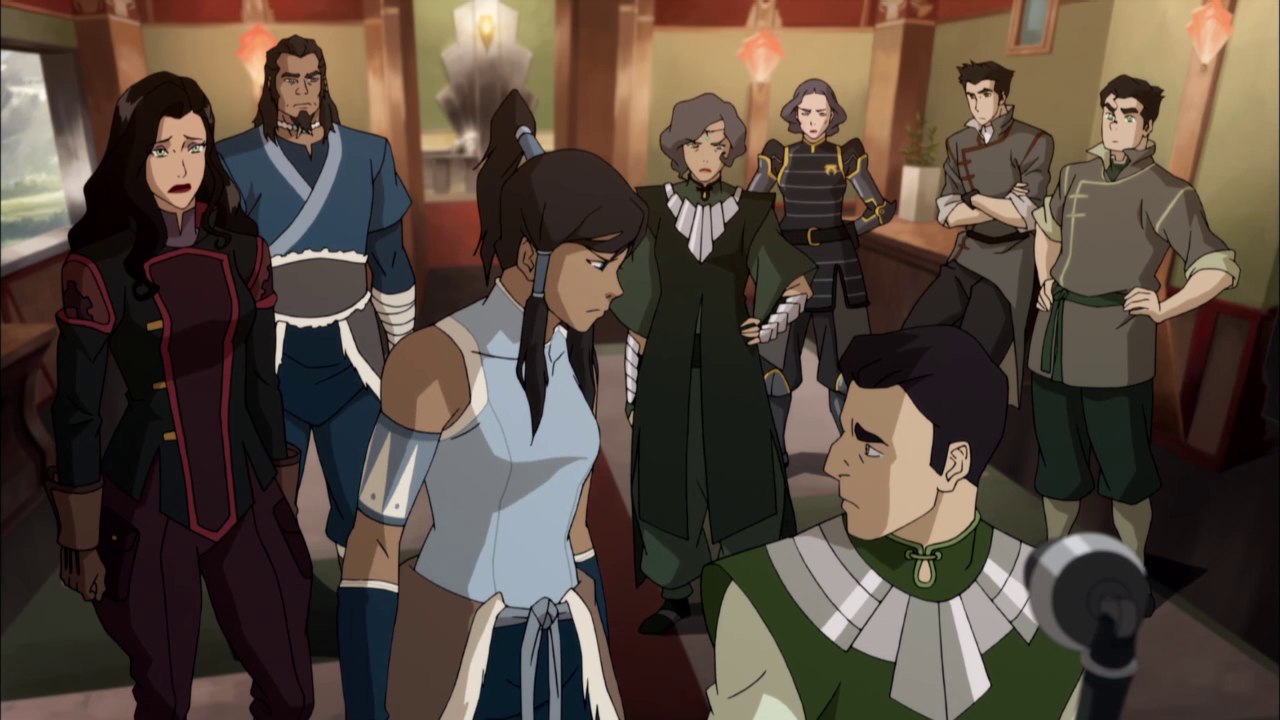 Korra and her friends and allies strategize. 