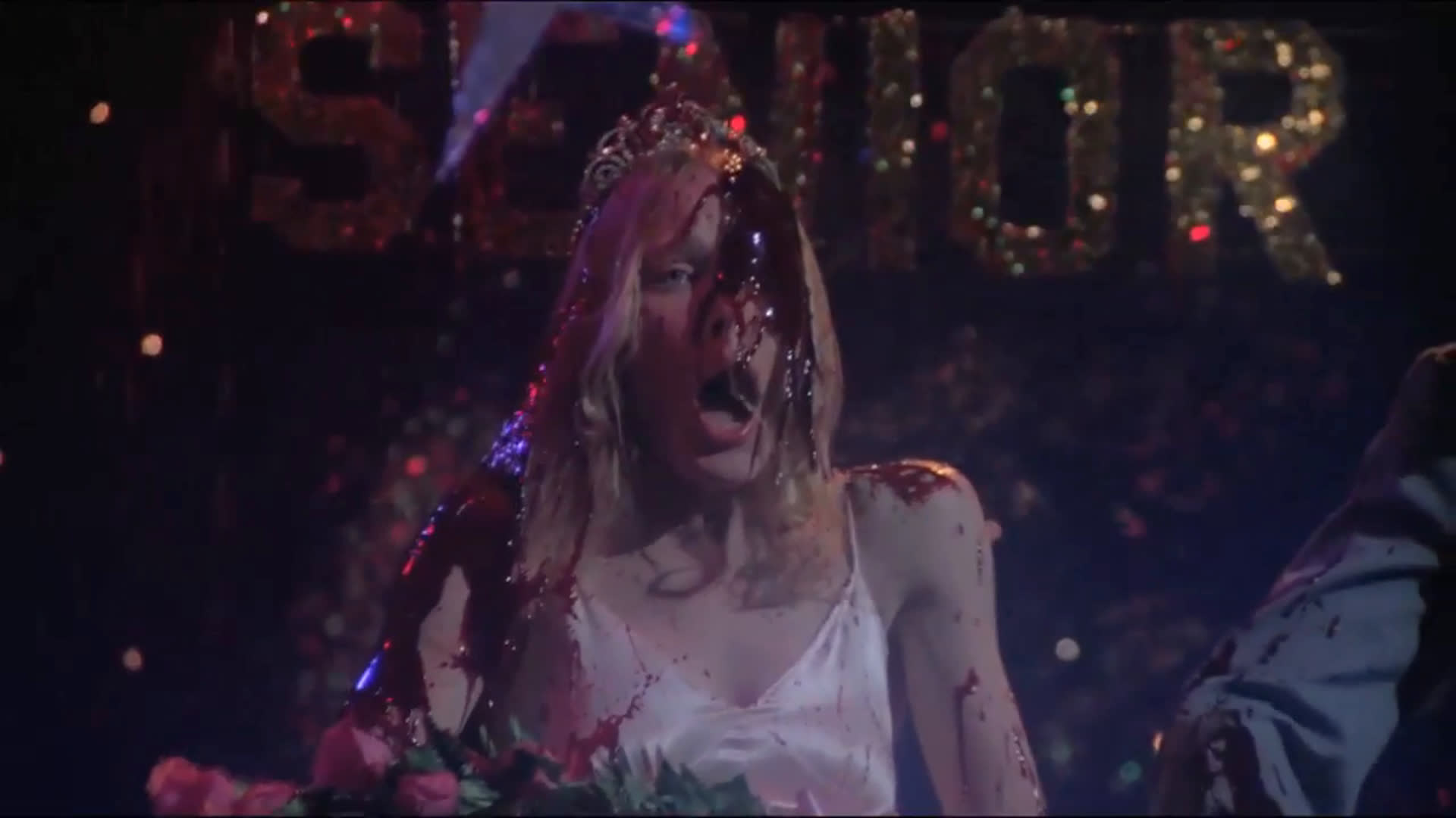 Carrie White gets a bucket of 'pigs blood' dumped on her head at the prom in 'Carrie' (1976). 