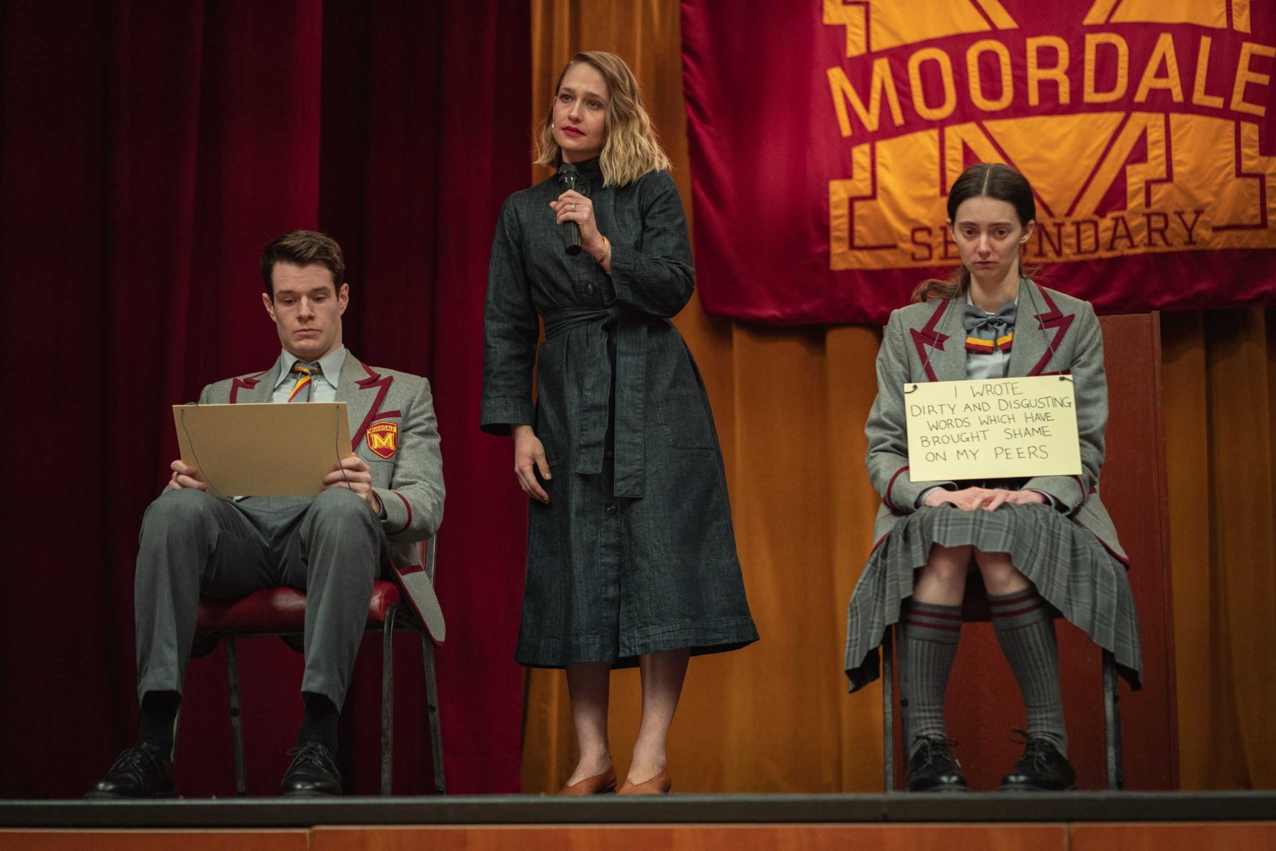 New headteacher Hope Haddon publicly punishes students by forcing them to wear signs stating their "misdeeds."