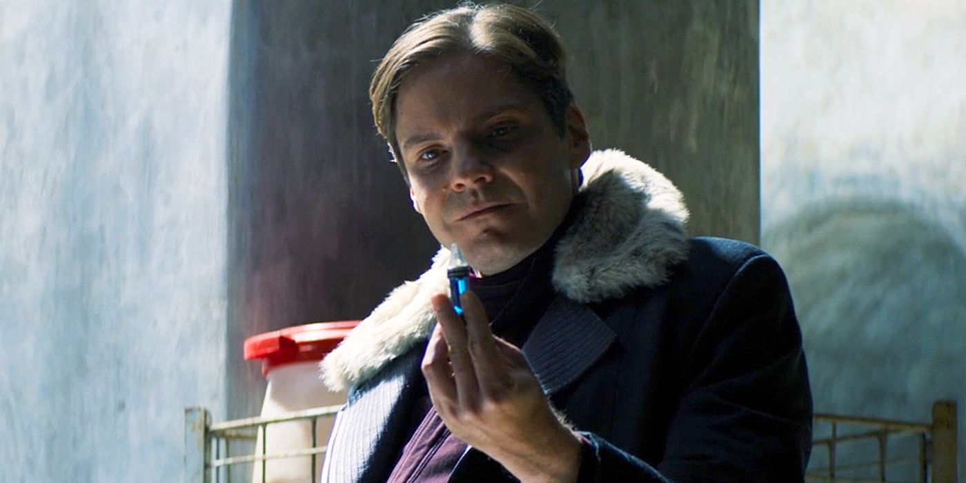 Baron Zemo holds a vial of super soldier serum in the 2021 miniseries The Falcon and the Winter Soldier