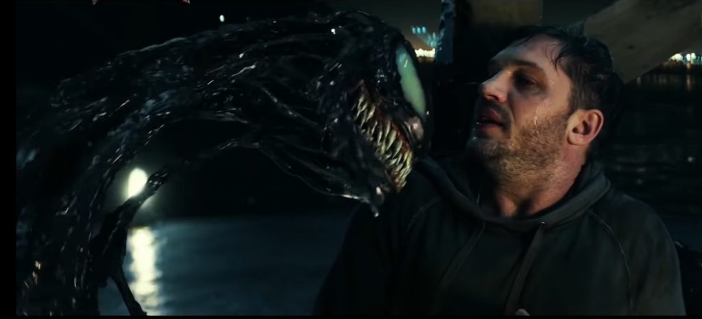 Tom Hardy as Venom and Eddie Brock in 'Venom' (2018).