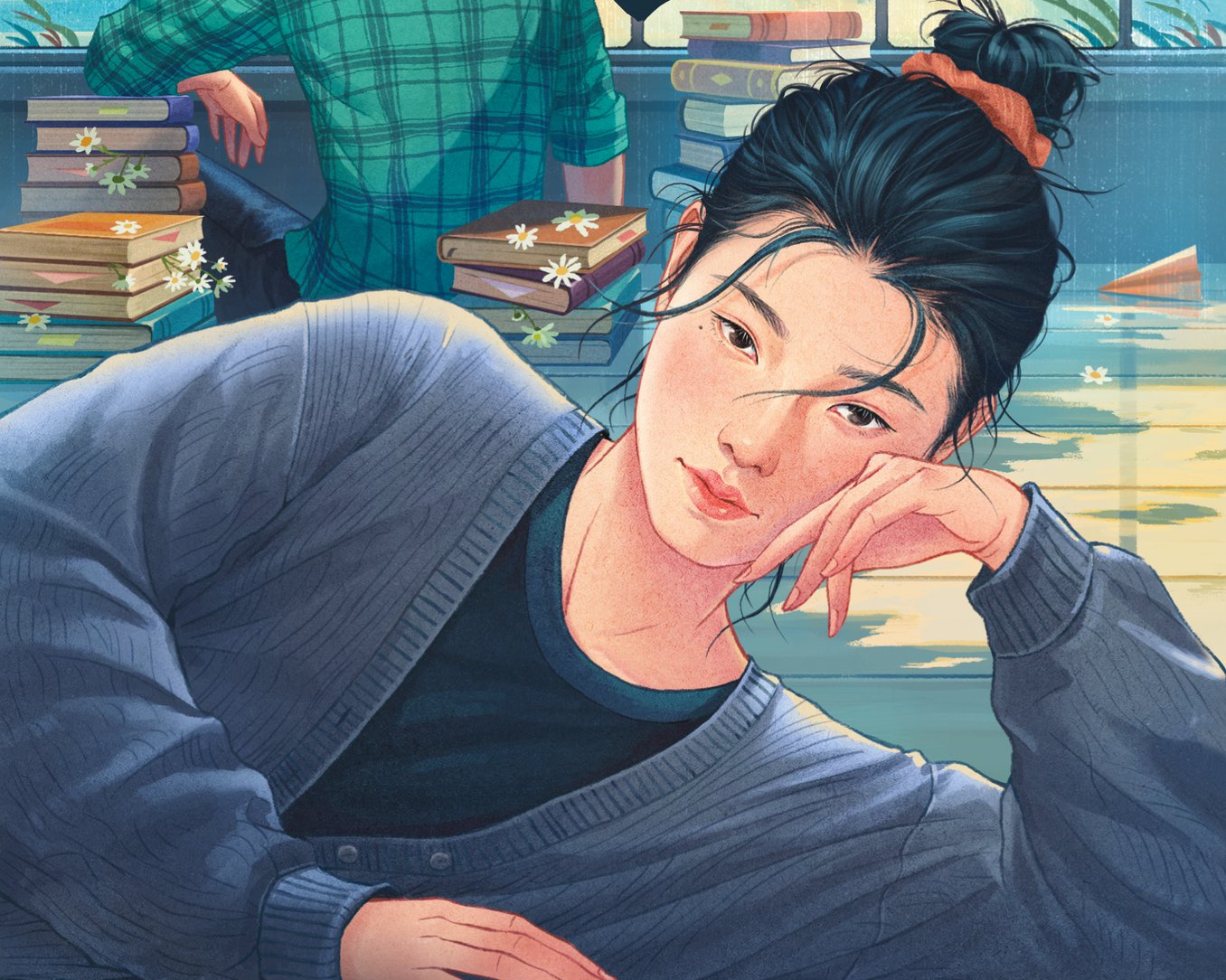 The cover of Not Here to Be Liked, which features a teenage Chinese-Vietnamese girl wearing her hair up in a bun and in a grey cardigan.