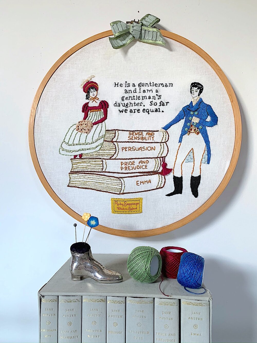 Pride and Prejudice embroidery by Ruby Seppings. 