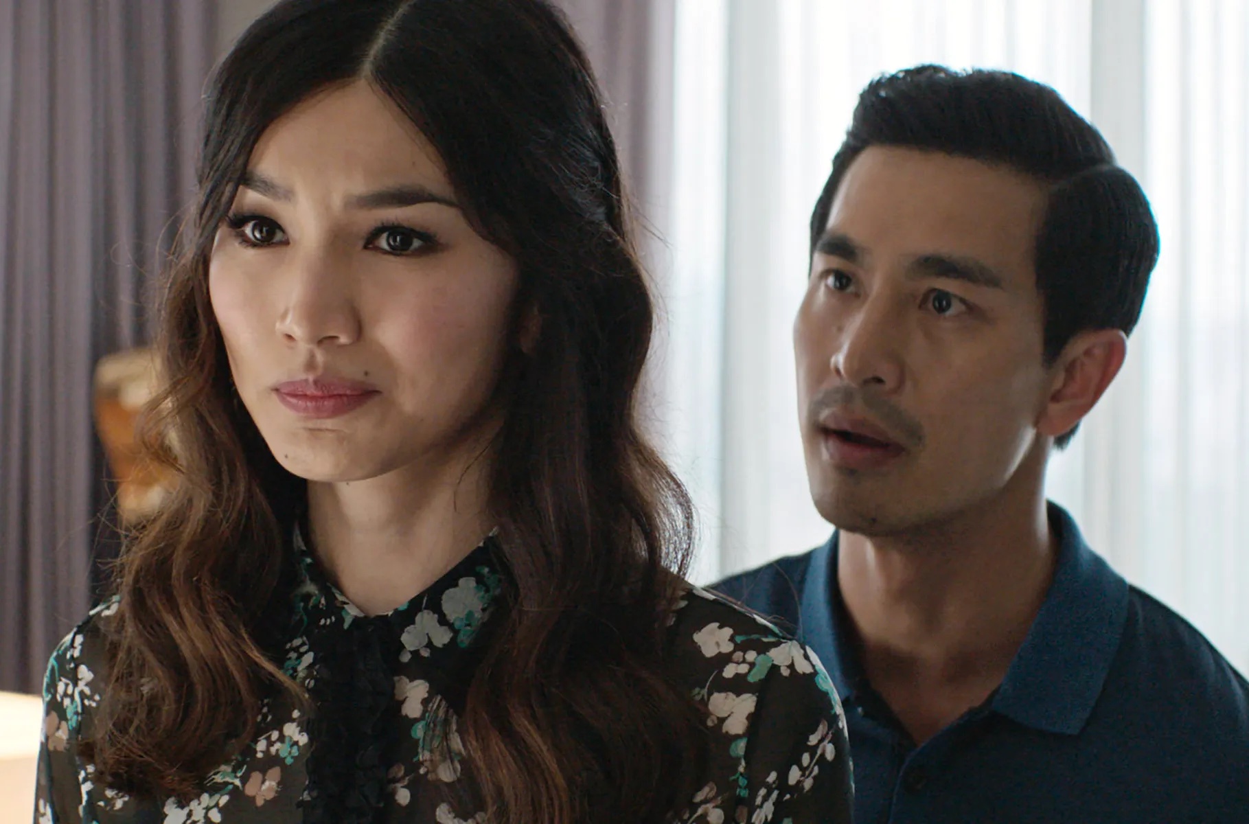 Gemma Chan and Pierre Png in the modern diverse movie Crazy Rich Asians (2018). 