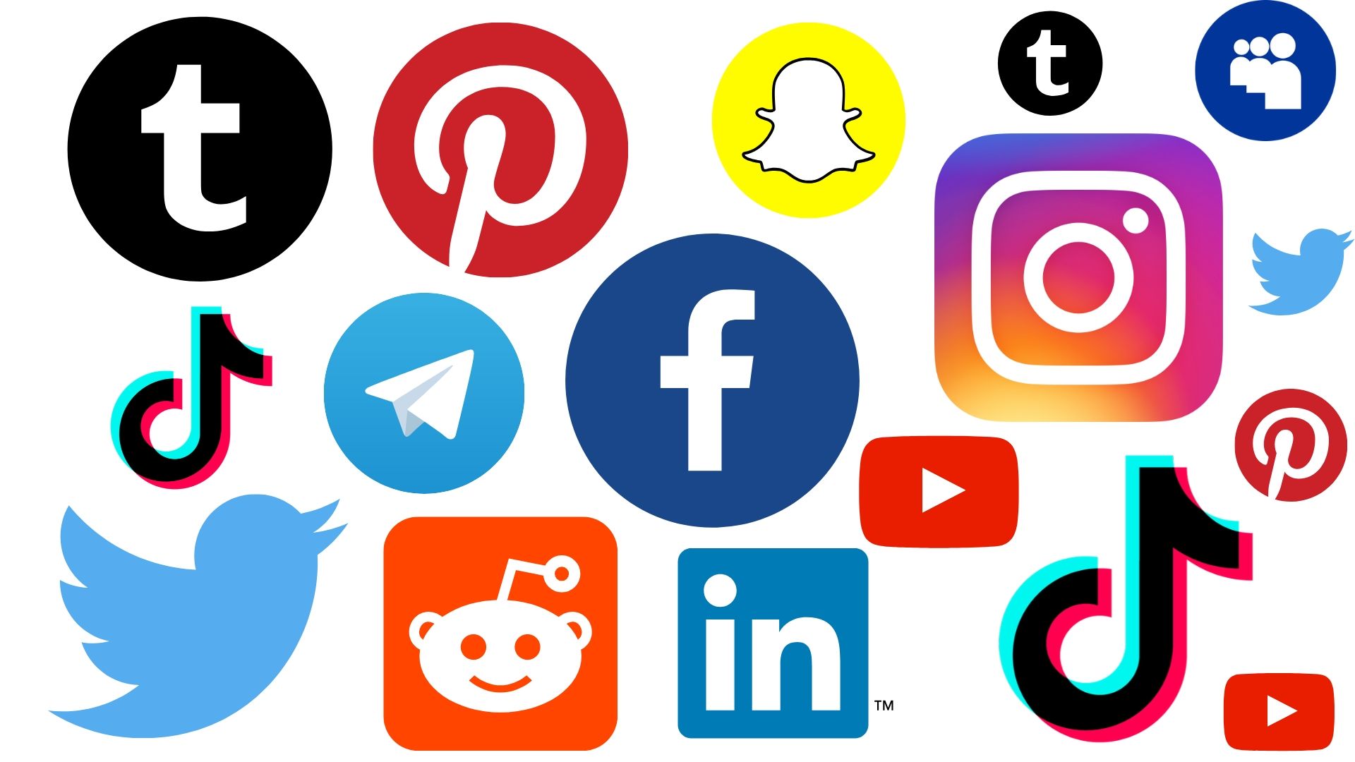 An array of the most popular social media apps in 2021. 