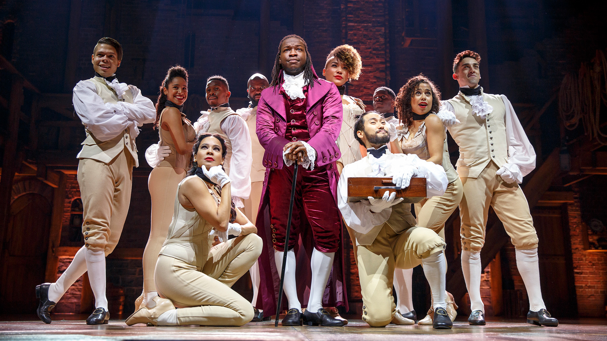 The cast of Hamilton posed together.